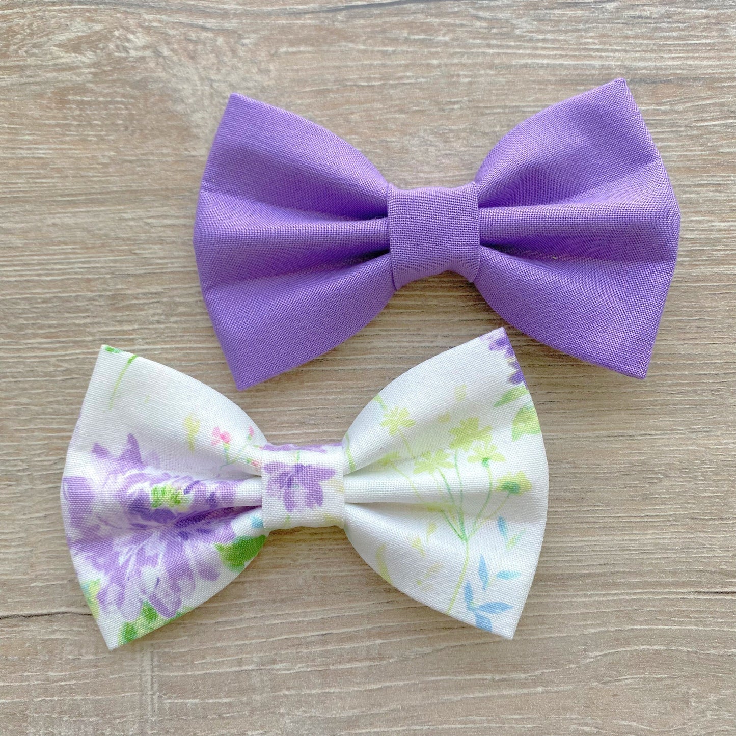 Purple Flowers Dog Bowtie, Handmade Pet Collar Accessory