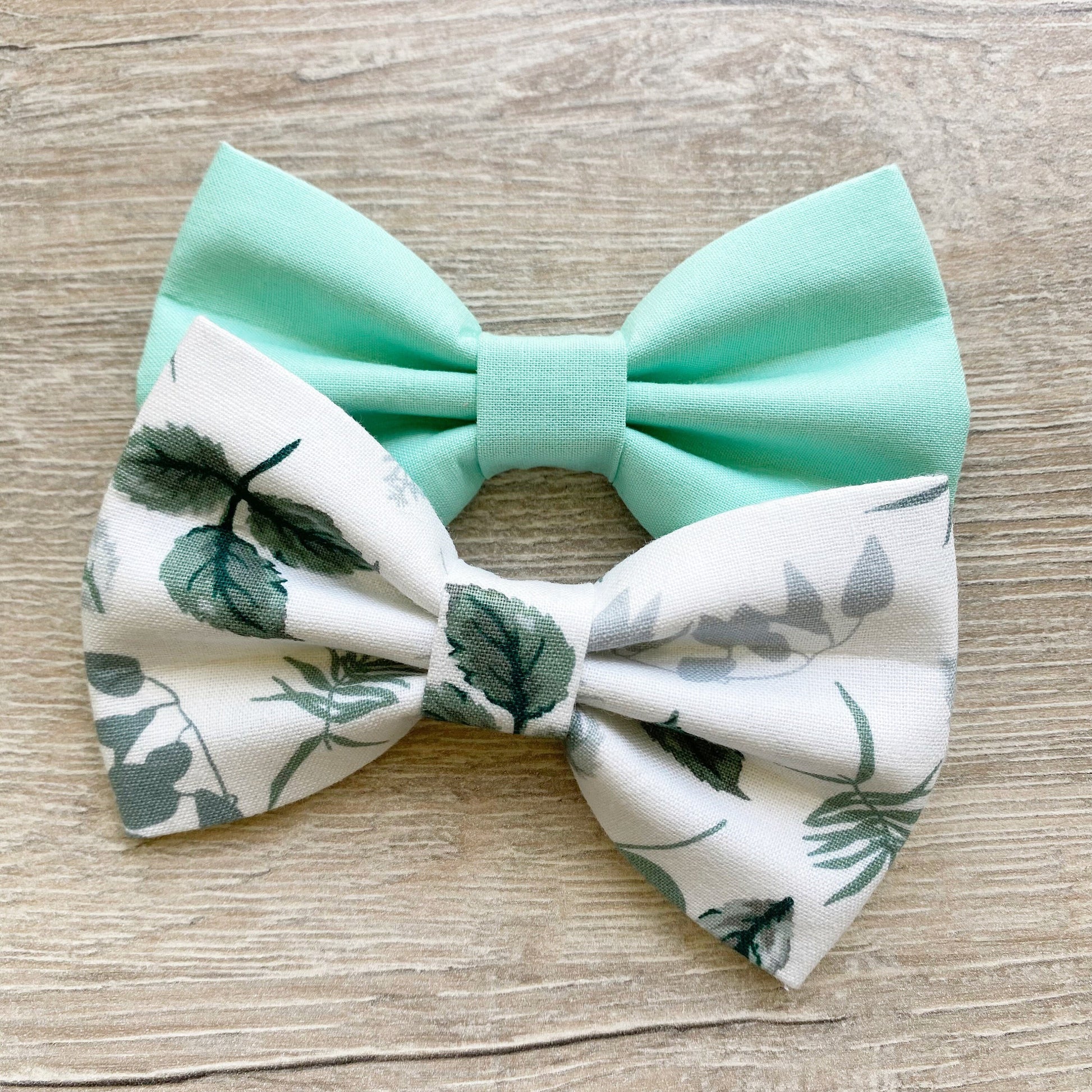Mint Leaves Dog Bowtie, Adjustable Pet Collar Accessory