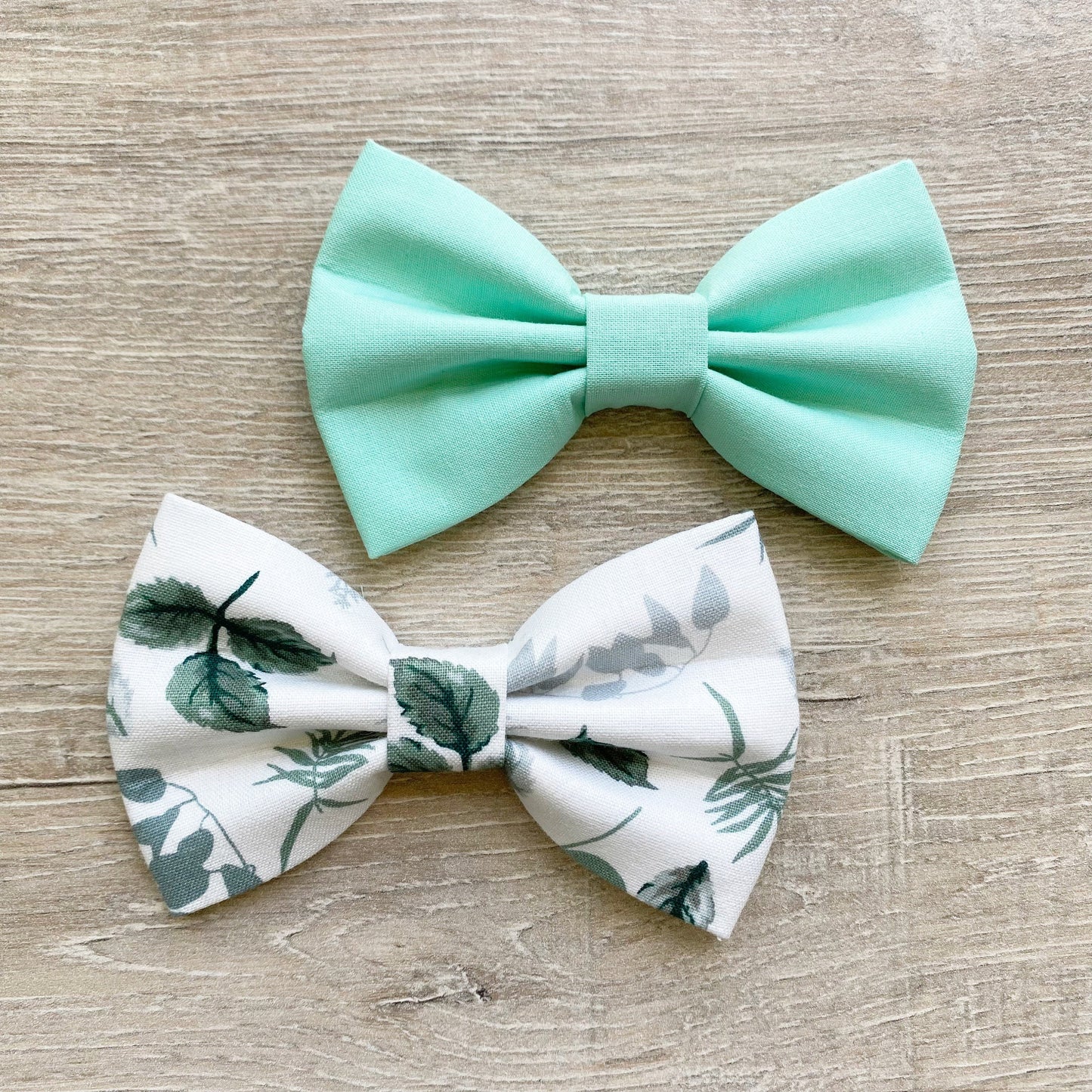 Mint Leaves Dog Bowtie, Adjustable Pet Collar Accessory