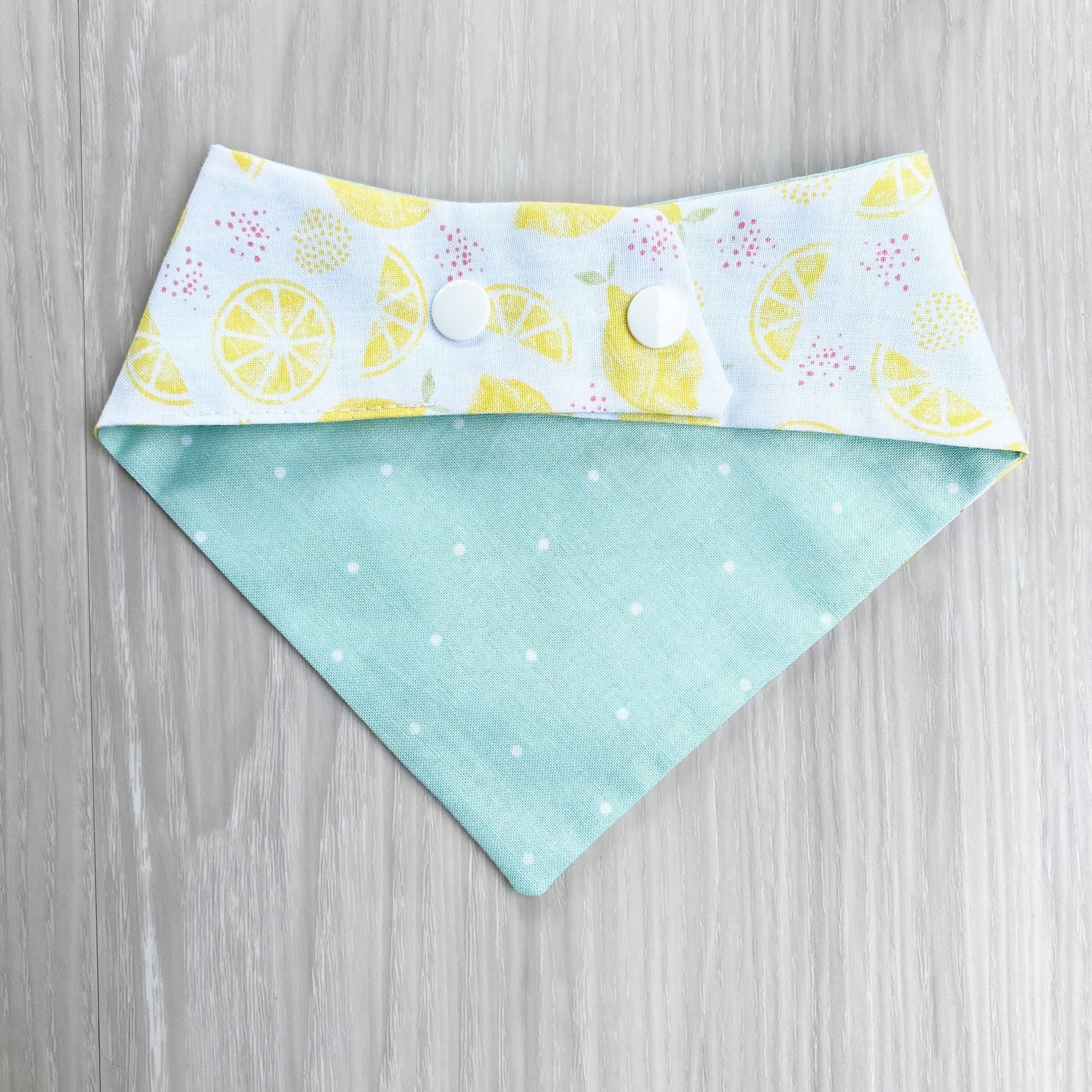Lemon Dog Bandana, Reversible Snap-on Bow Set