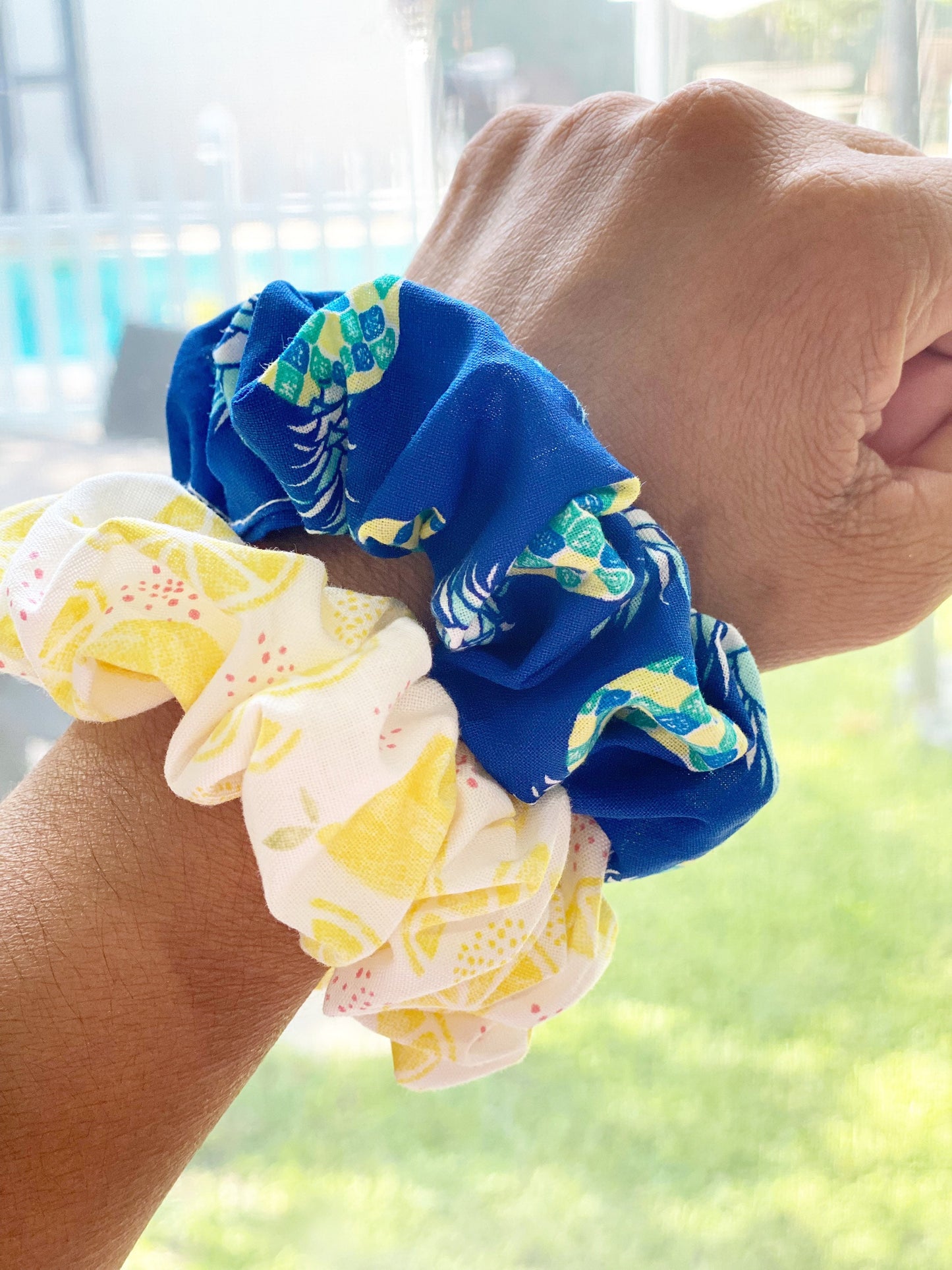 Matching Dog Bandana and Hair Scrunchies, Cotton Hair Ties