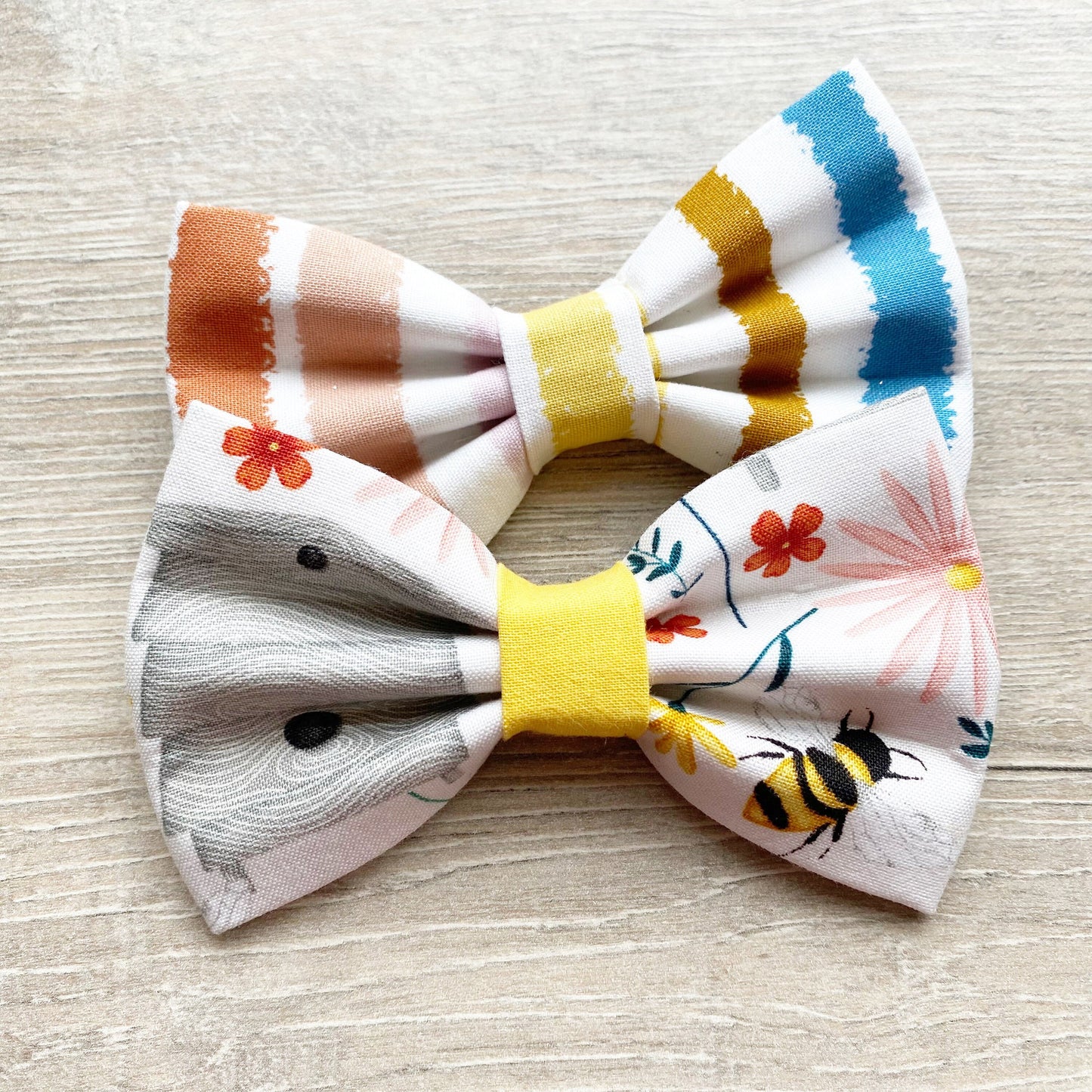 Bee Hive and Faded Rainbow Summer Dog Bowtie
