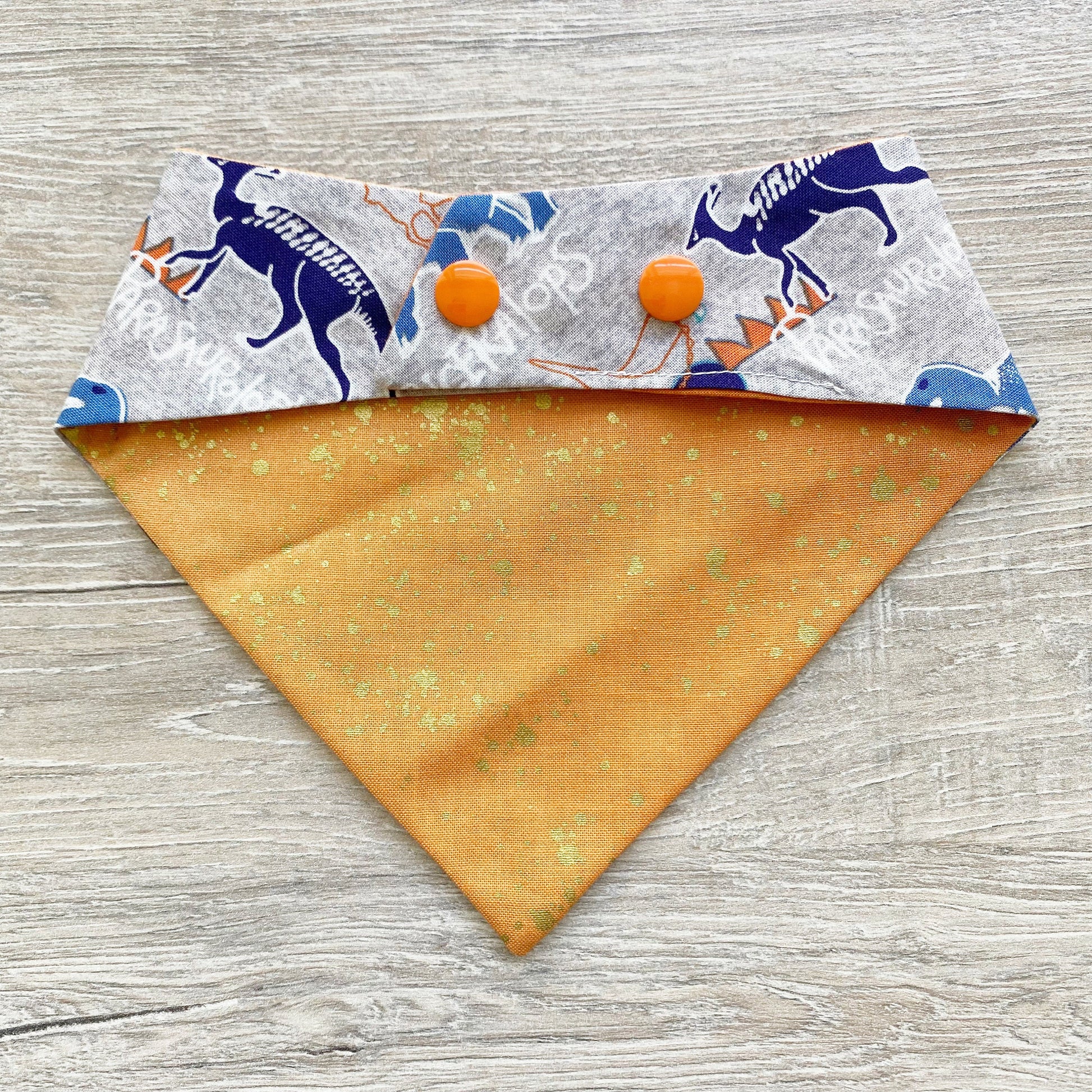 Dinosaur Dog Bandana, Snap On Reversible Pet Bandana, Hair Bow Set