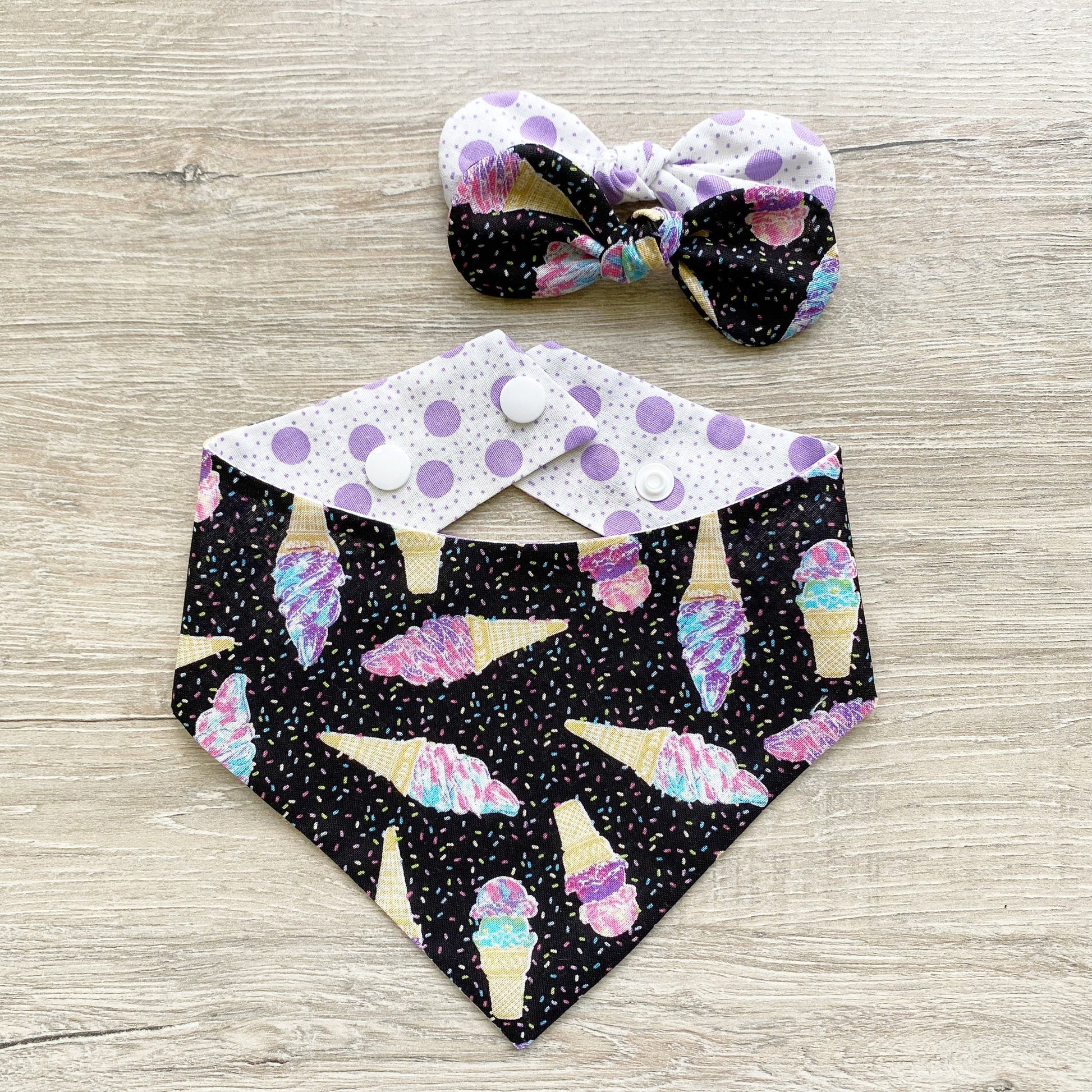 Ice Cream Sprinkles Dog Bandana, Snap On, Spring Accessory