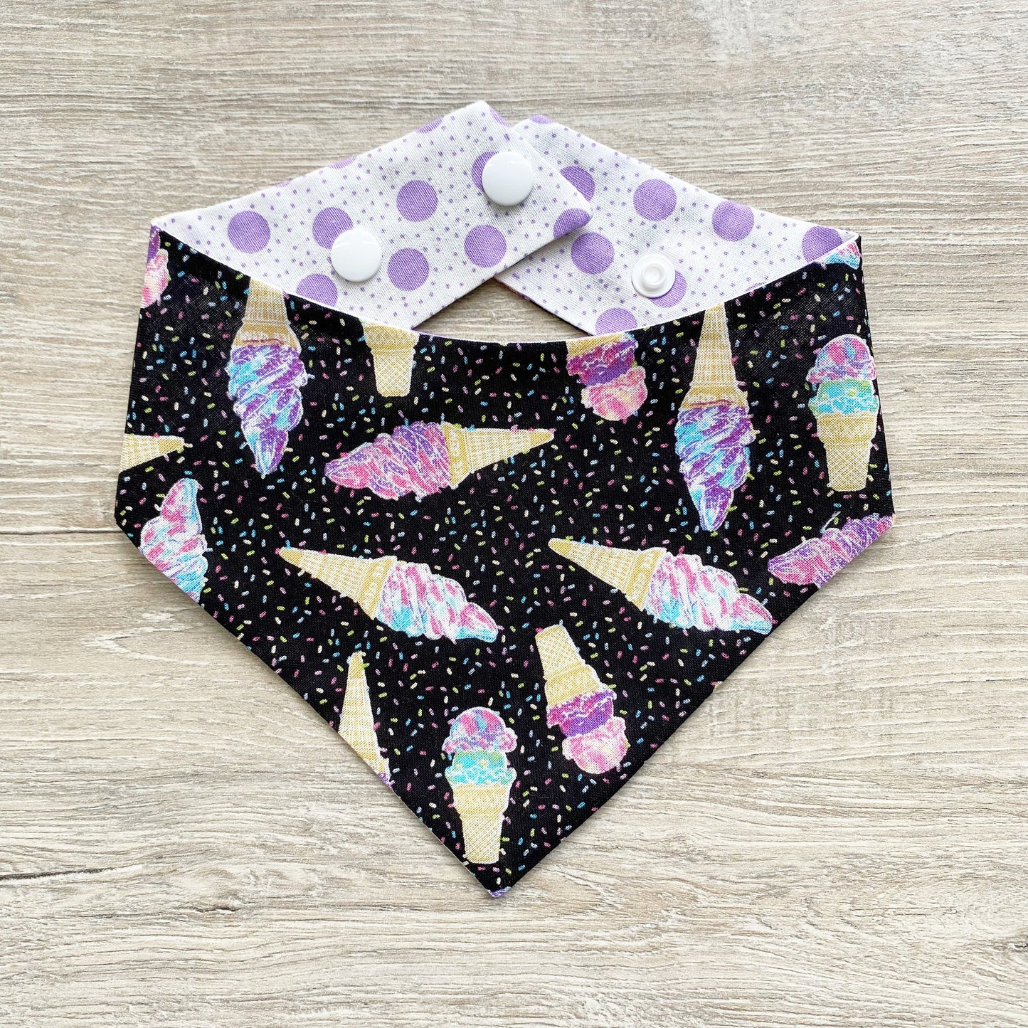 Ice Cream Sprinkles Dog Bandana, Snap On, Spring Accessory