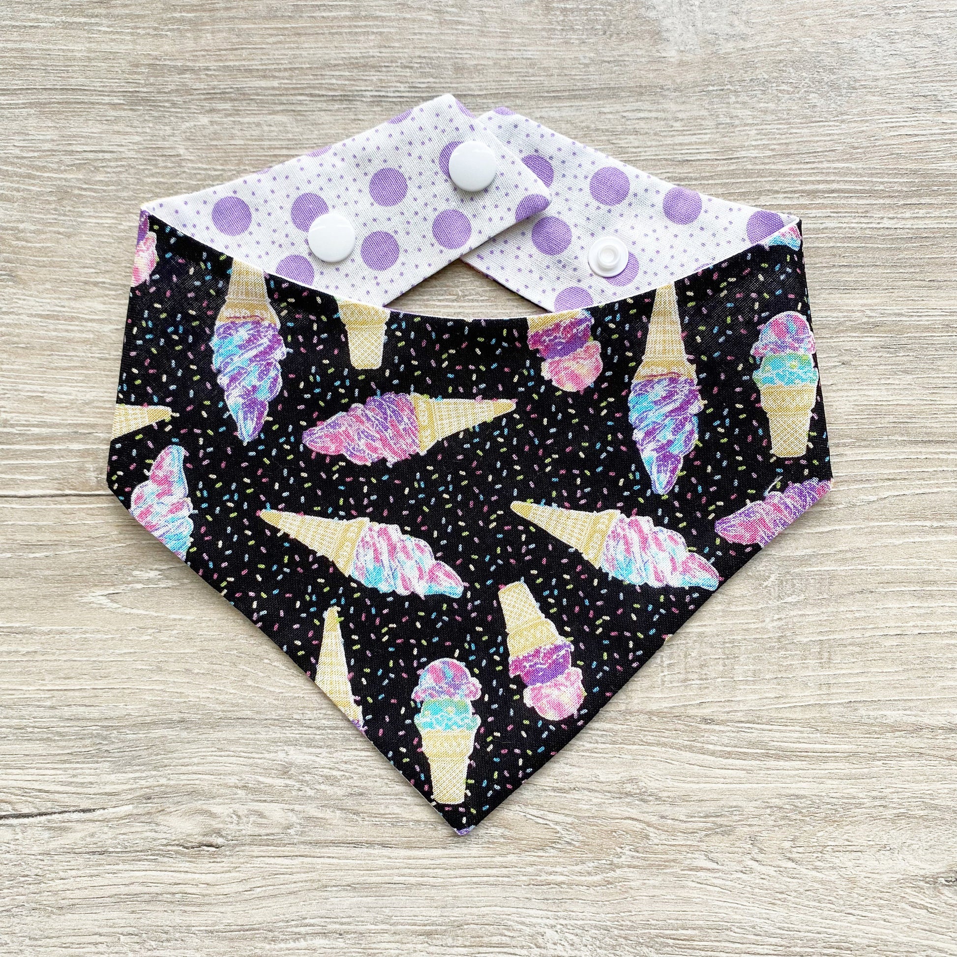 Ice Cream Sprinkles Dog Bandana, Snap On, Spring Accessory
