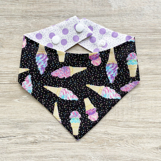 Ice Cream Sprinkles Dog Bandana, Snap On, Spring Accessory