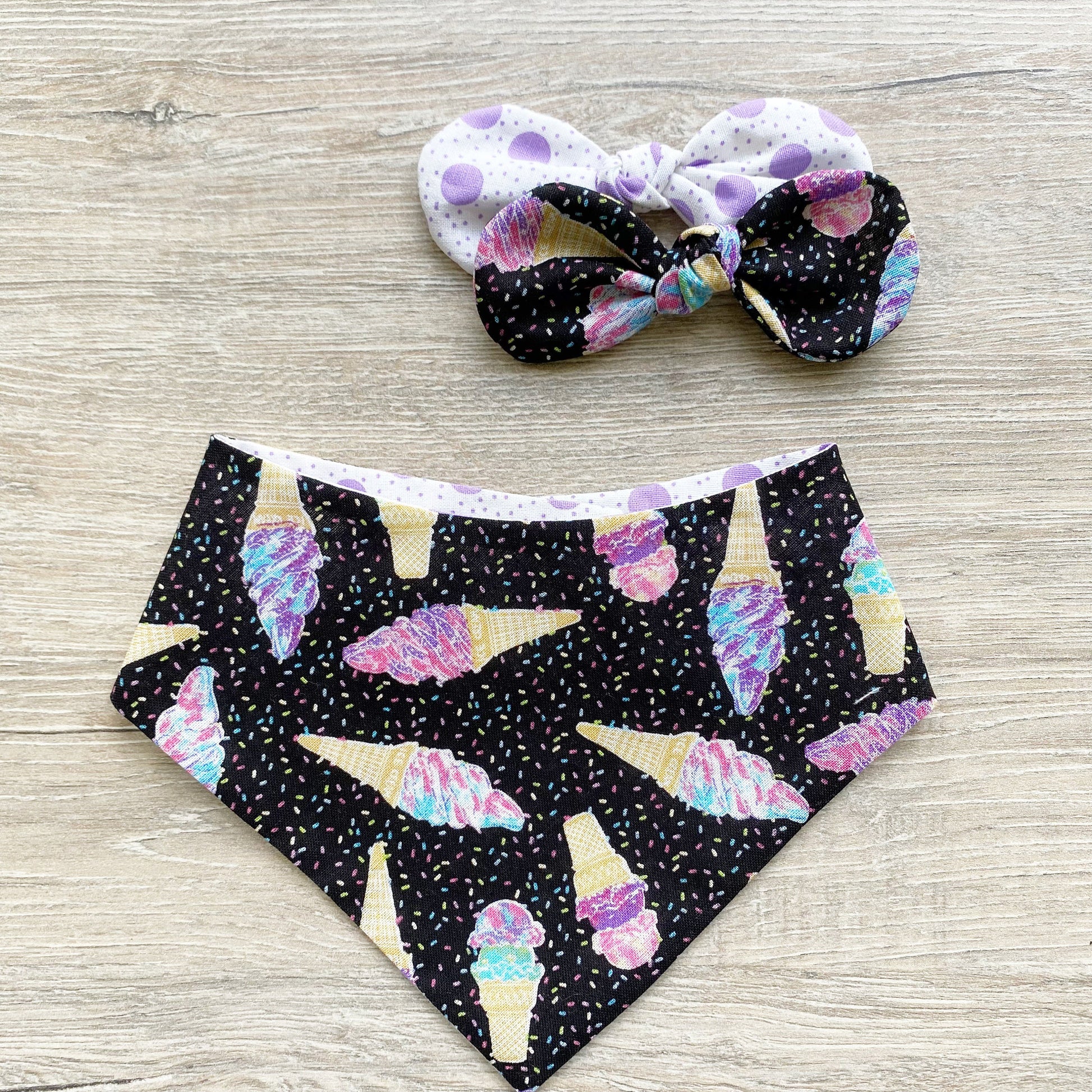 Ice Cream Sprinkles Dog Bandana, Snap On, Spring Accessory