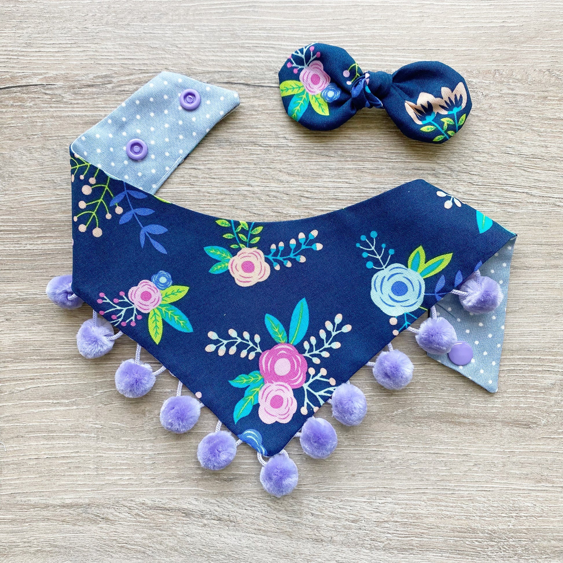 Blue Floral Dog Bandana