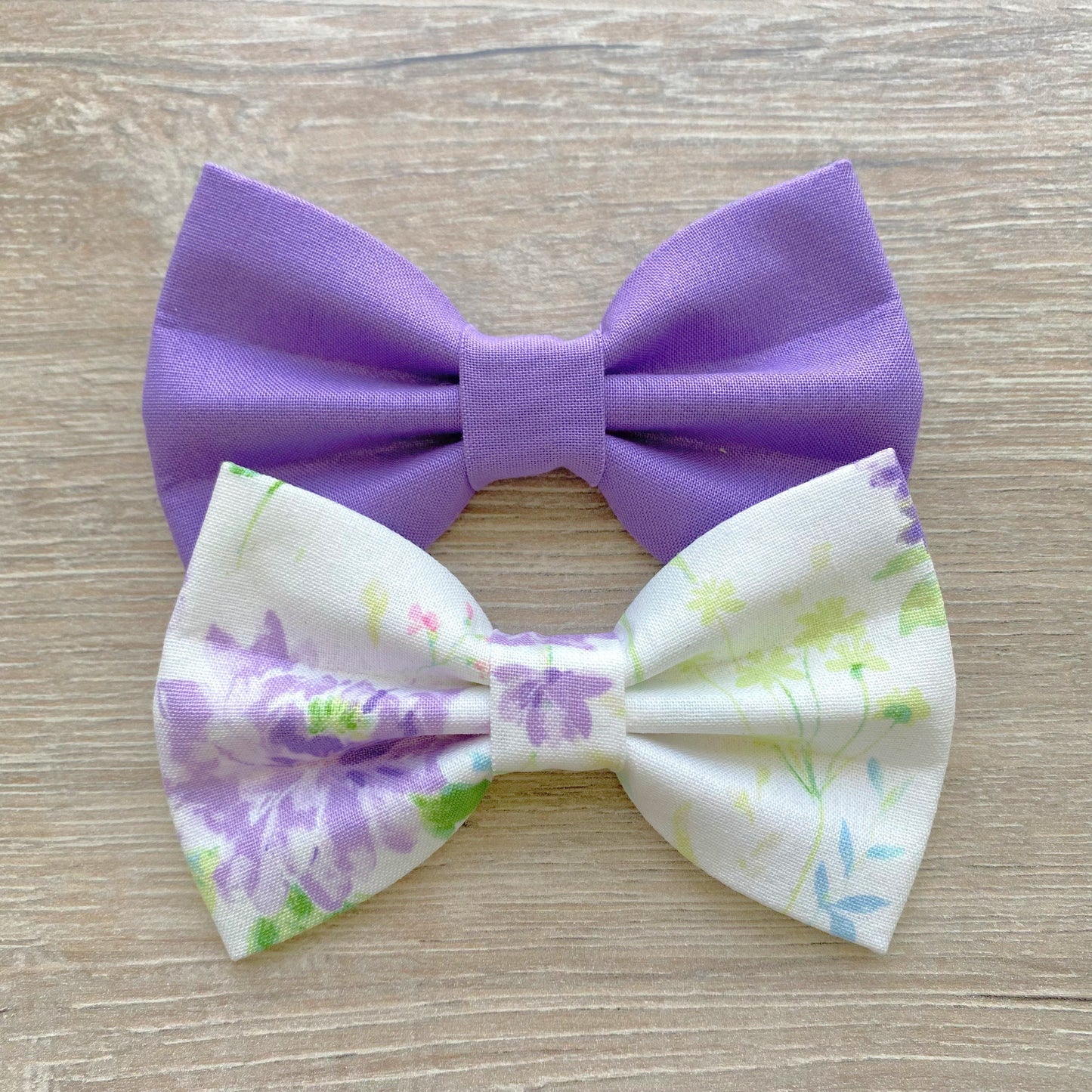 Purple Flowers Dog Bowtie, Handmade Pet Collar Accessory