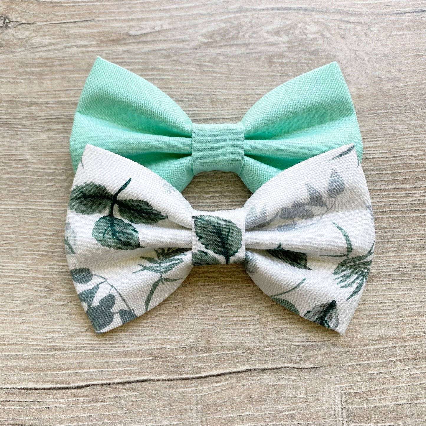 Mint Leaves Dog Bowtie, Adjustable Pet Collar Accessory