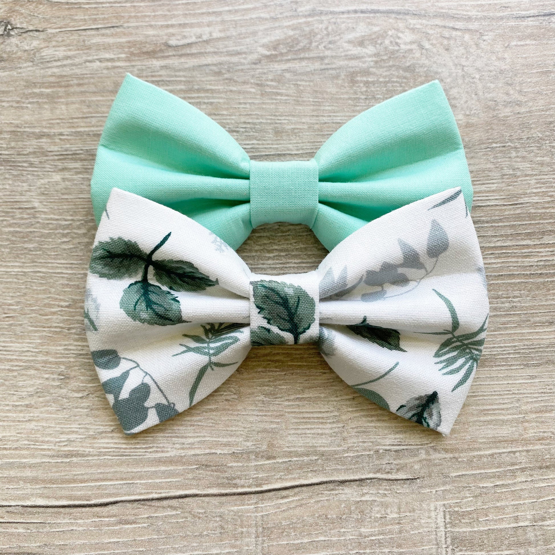 Mint Leaves Dog Bowtie, Adjustable Pet Collar Accessory