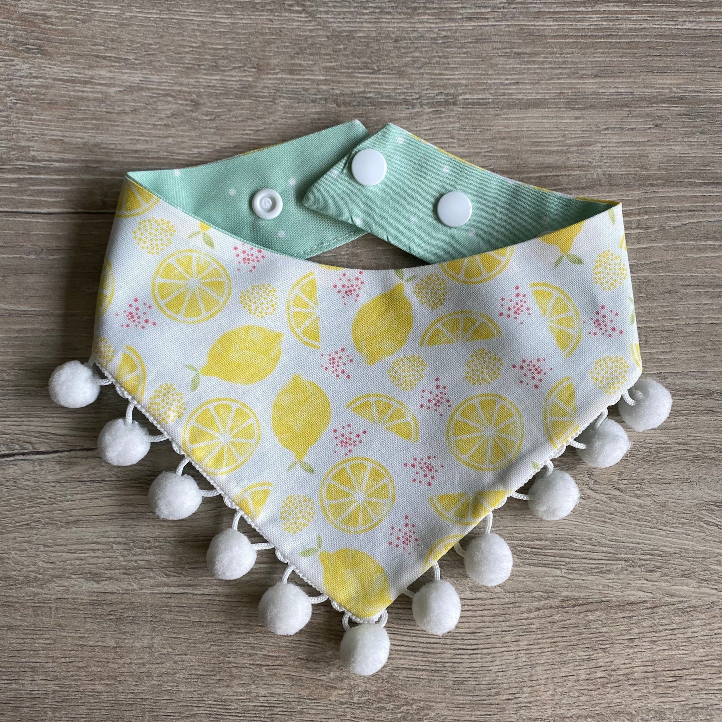 Lemon Dog Bandana, Reversible Snap-on Bow Set