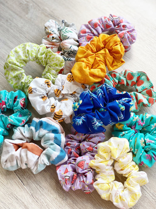 Matching Dog Bandana and Hair Scrunchies, Cotton Hair Ties