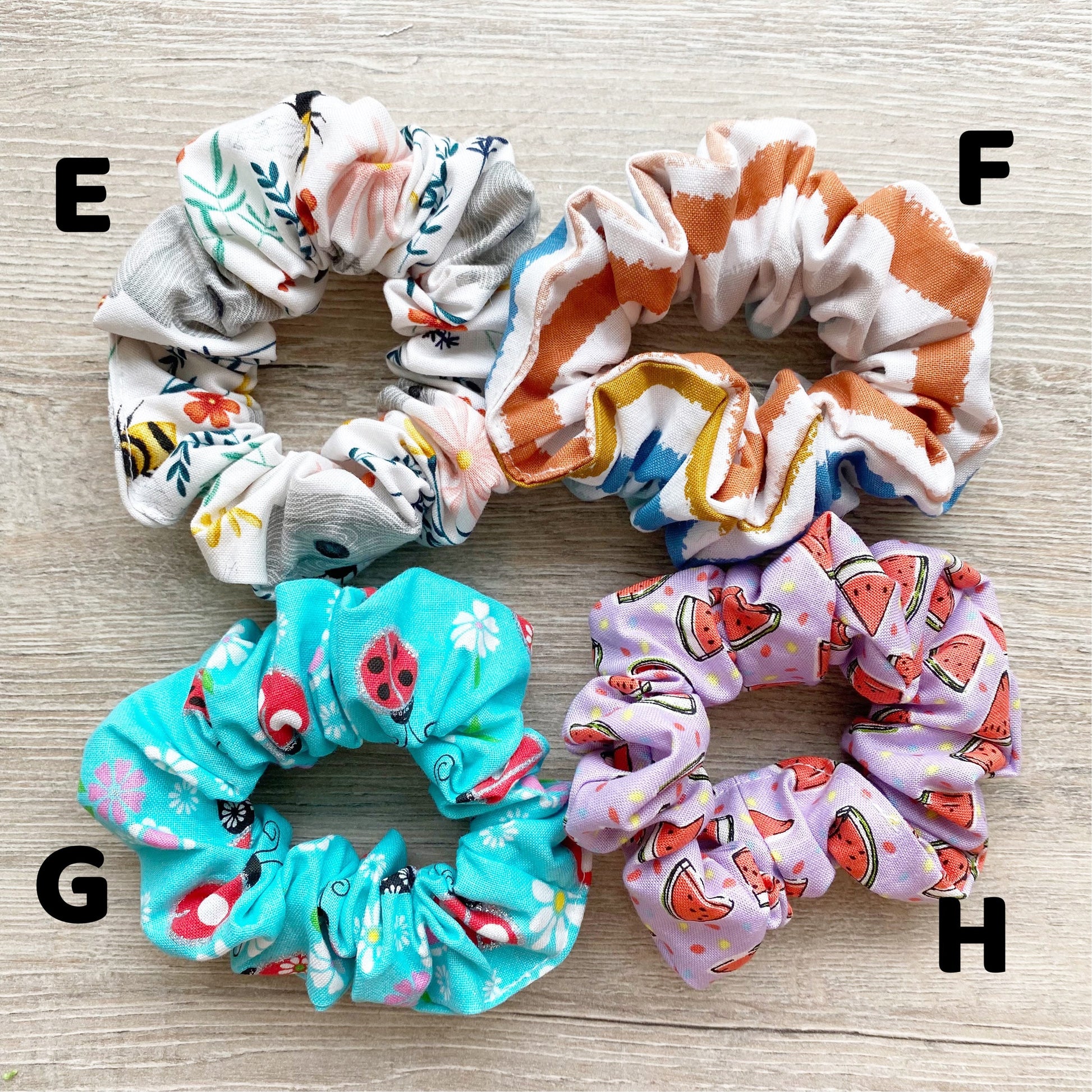 Matching Dog Bandana and Hair Scrunchies, Cotton Hair Ties