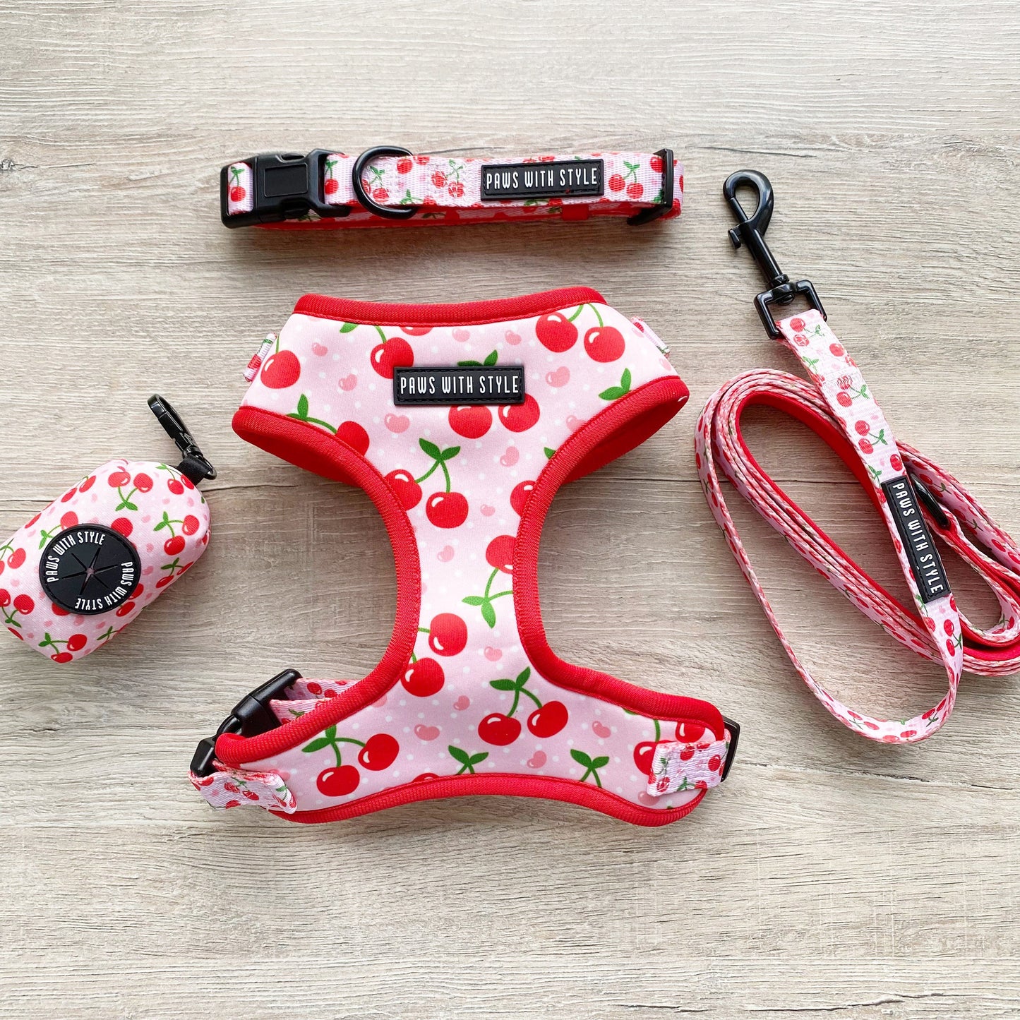 Dog Collar, Red Cherry, Blue Tropical, Pink Pineapple,