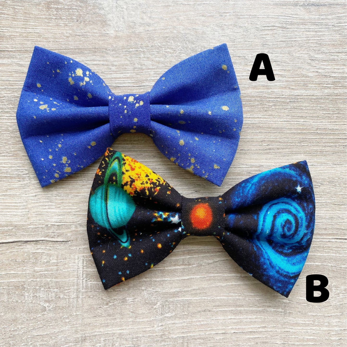 Solar System Dog Bowtie, Handmade Pet Collar Accessory