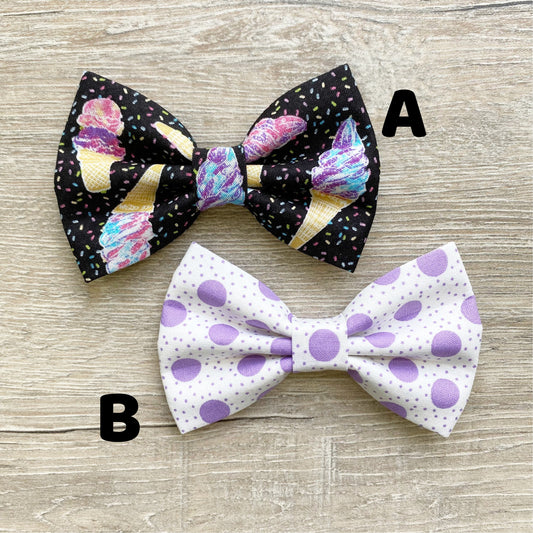 Ice Cream Sprinkles Dog Bowtie, Handmade Pet Collar Accessory