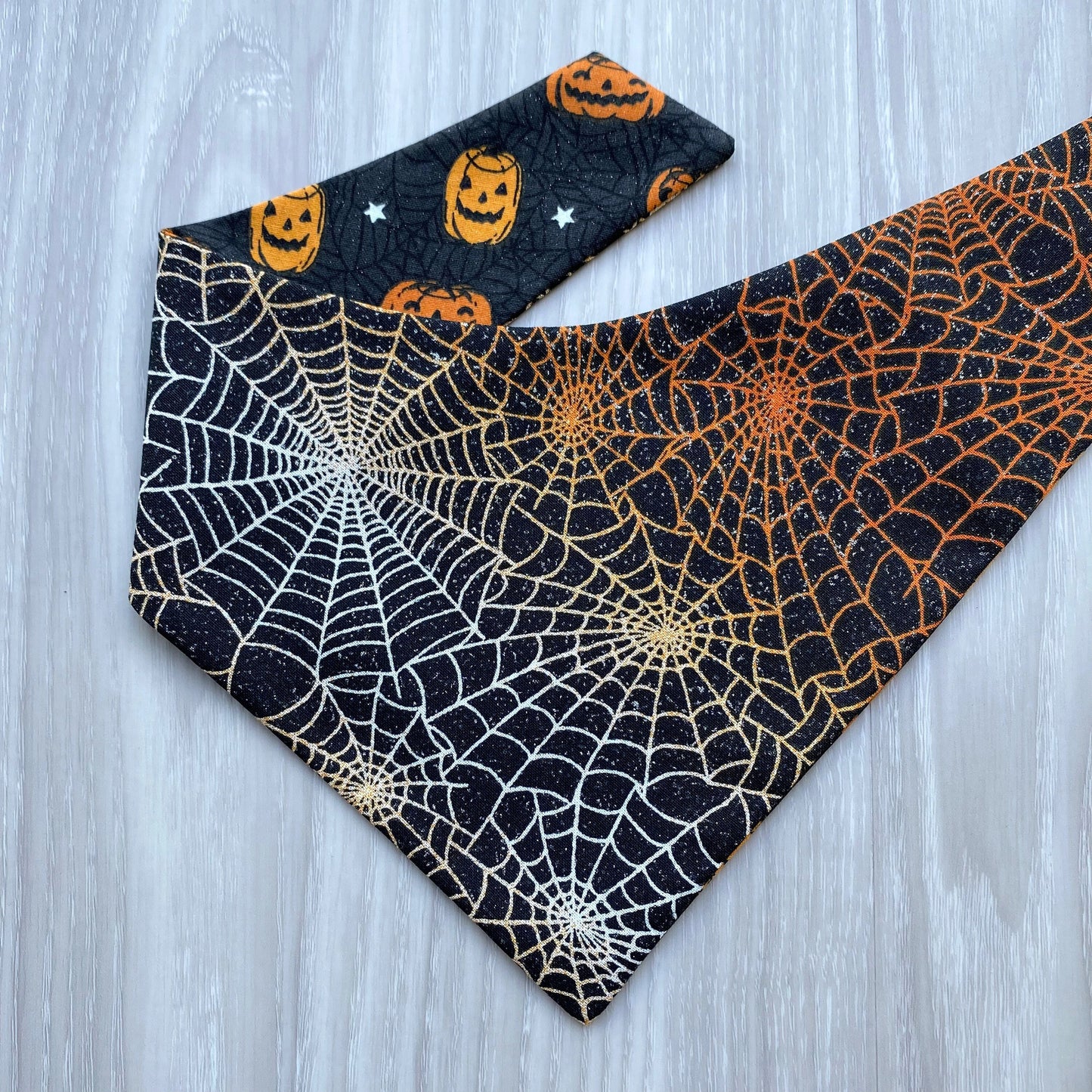 Halloween Dog bandana, Pumpkins and Halloween Cobweb