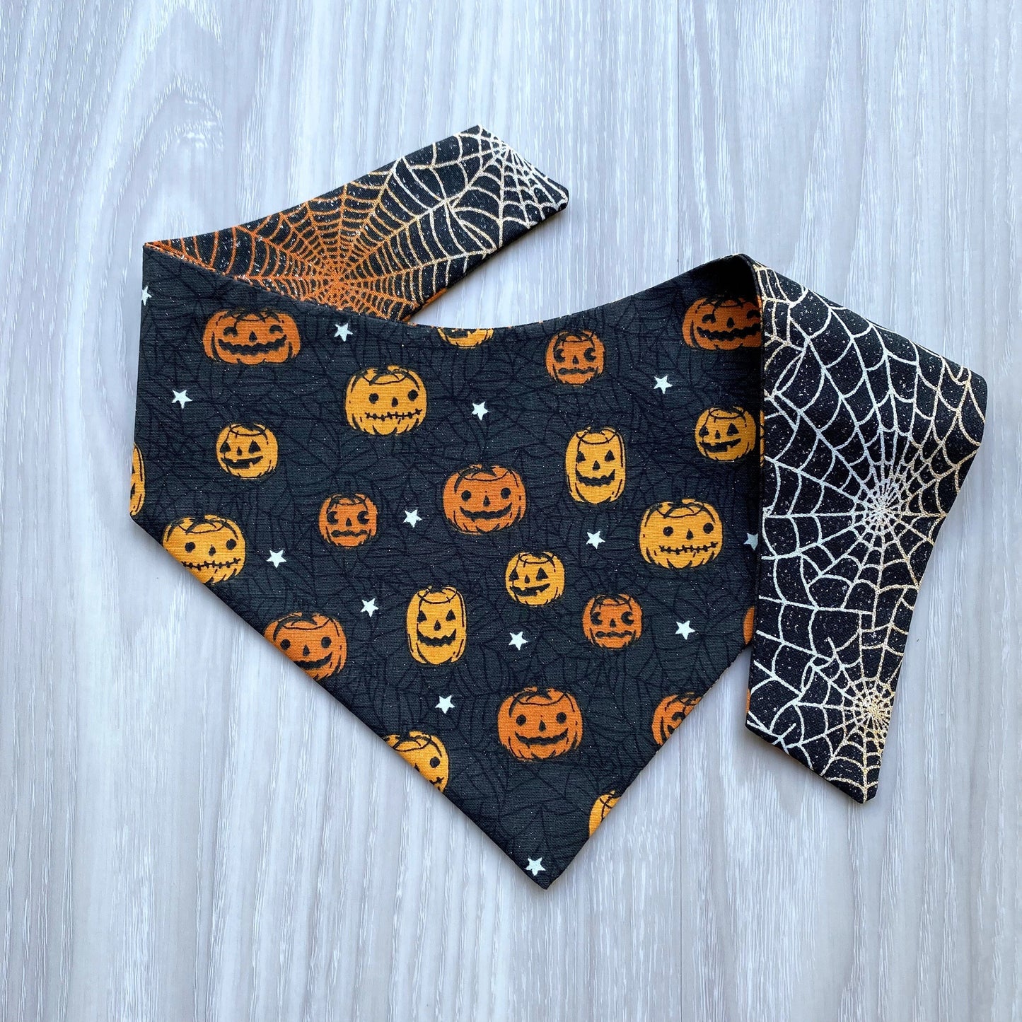 Halloween Dog bandana, Pumpkins and Halloween Cobweb