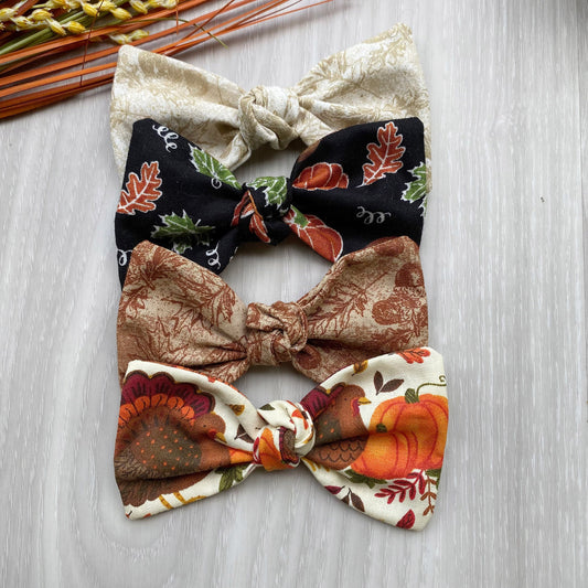 Fall Dog Hair Bow, Pumpkin Turkey Print, Handmade Cotton Clip