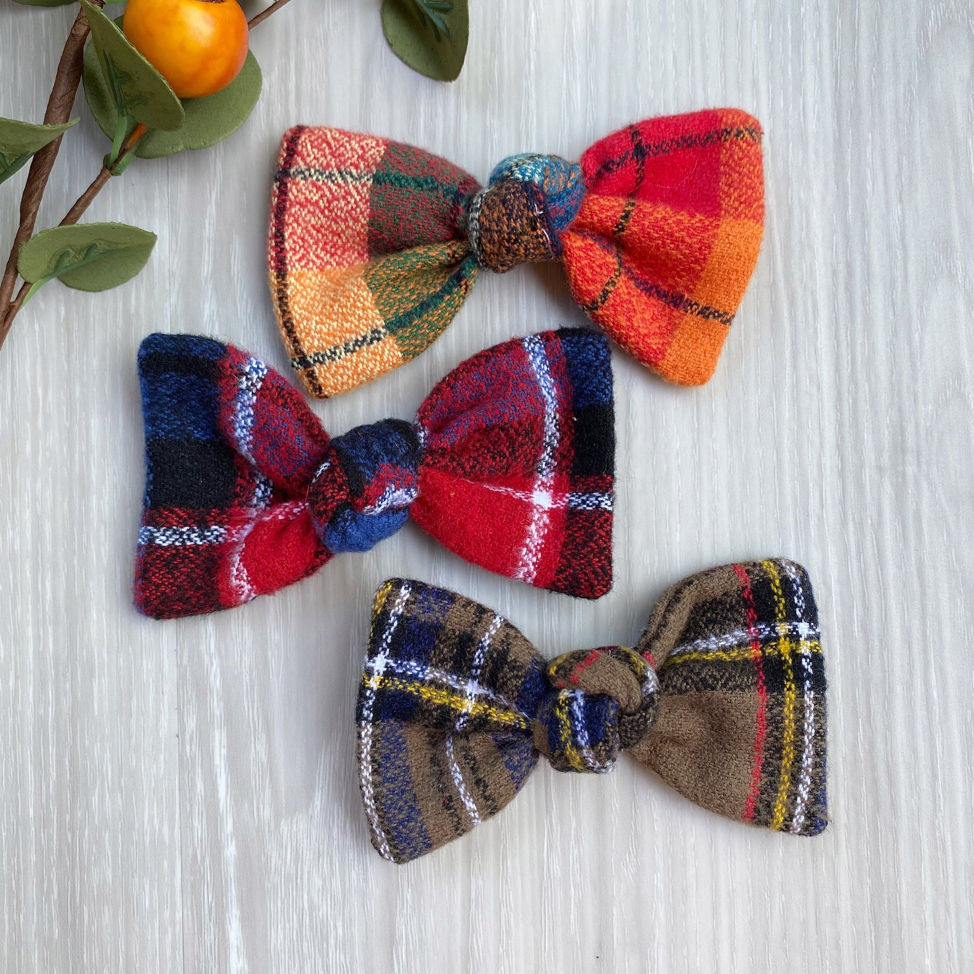 Fall Flannel Dog Bow, Plaid Hair Clip, Pet Accessories