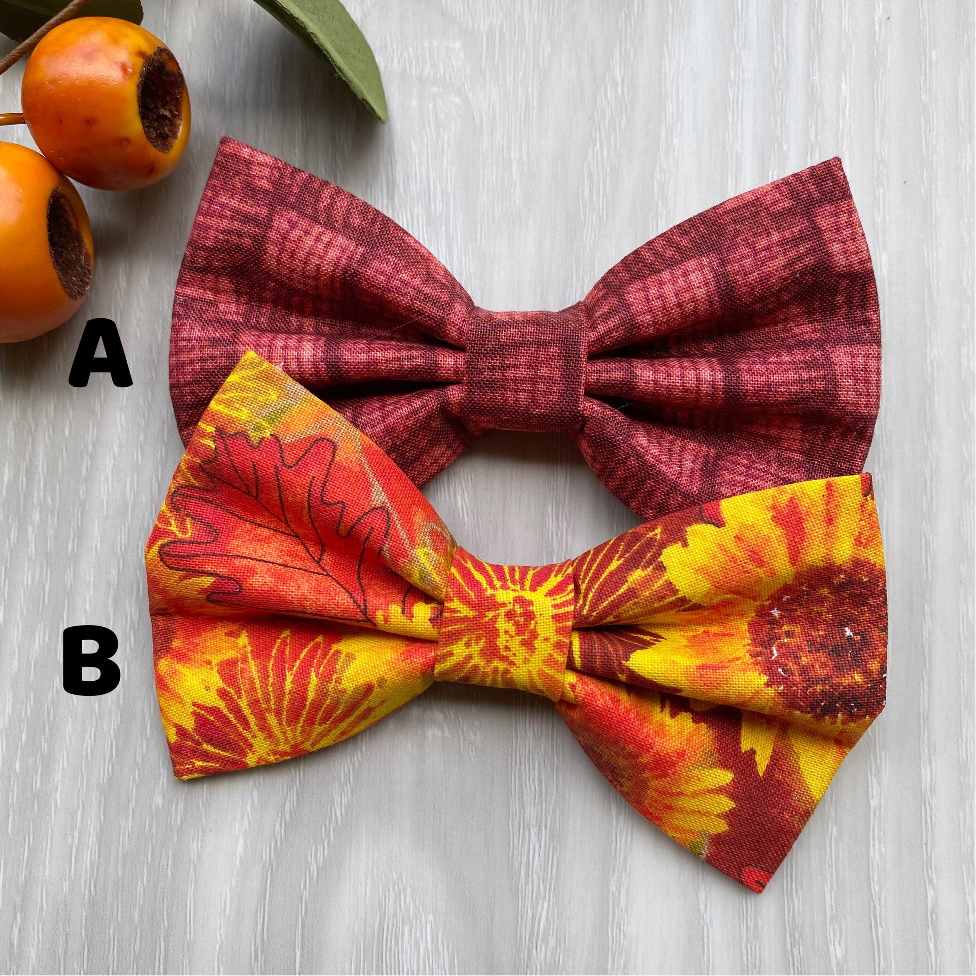 Handmade Fall Sunflower Dog Bowtie, Adjustable Pet Collar Accessory