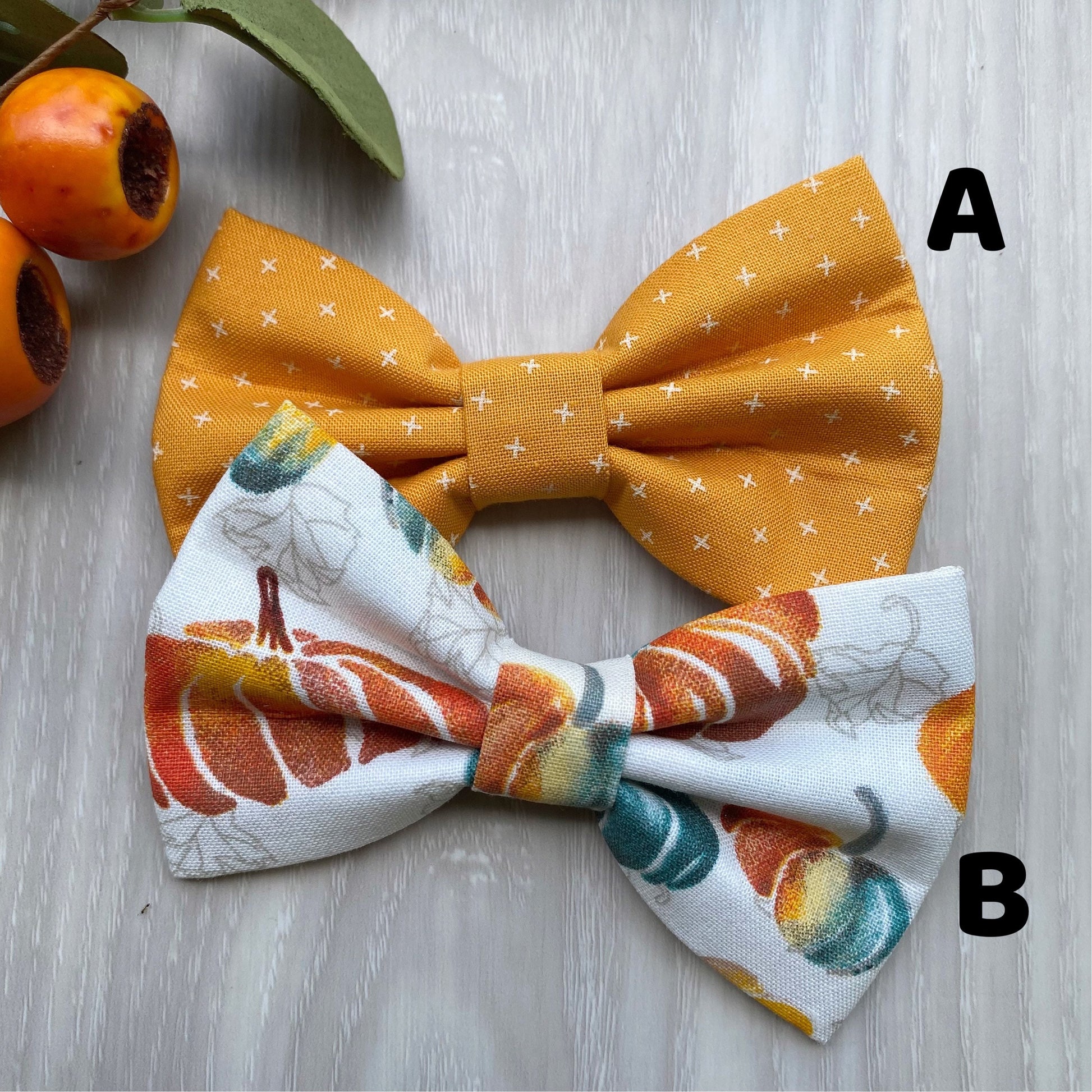 Fall Dog Bowtie, Pumpkin Print Pet Collar Accessory
