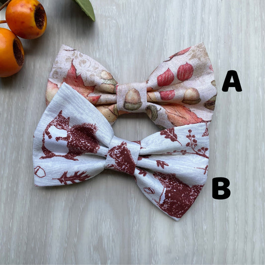 Fall dog bowtie, Nutty Squirrel bowtie, pet accessories, bow ties, dog accessories, dog collar, pet bowtie
