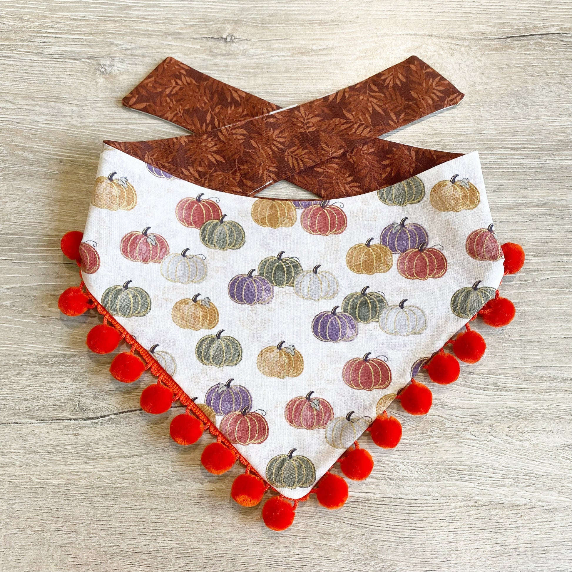 Watercolor Pumpkin Dog Bandana, Reversible Snap or Tie Pet Scarf