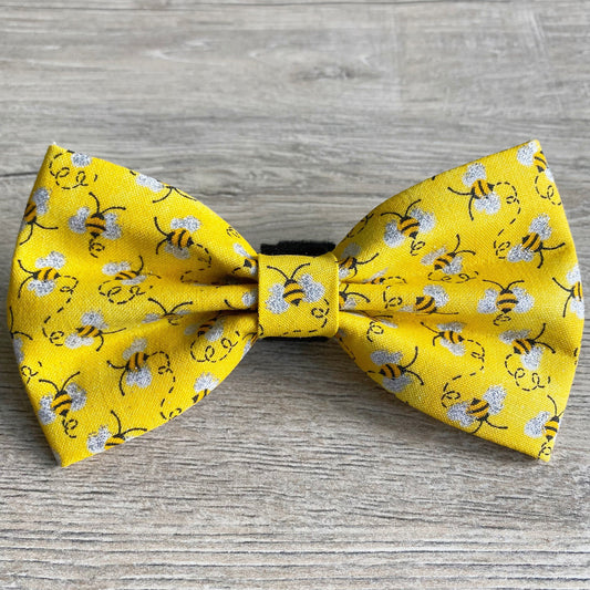 Bumble Bee Dog Bow Tie, Floral Puppy Collar Accessory