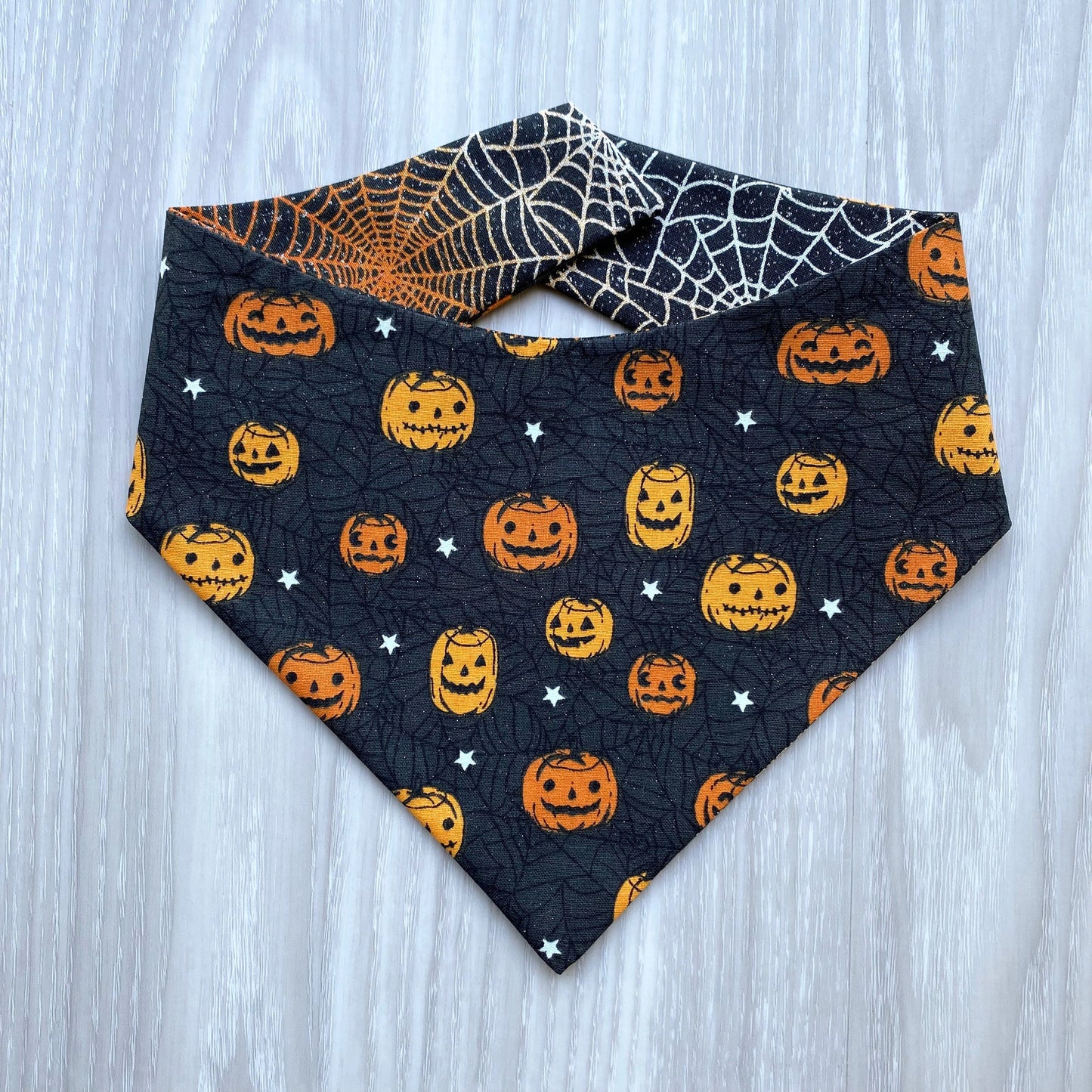 Halloween Dog bandana, Pumpkins and Halloween Cobweb