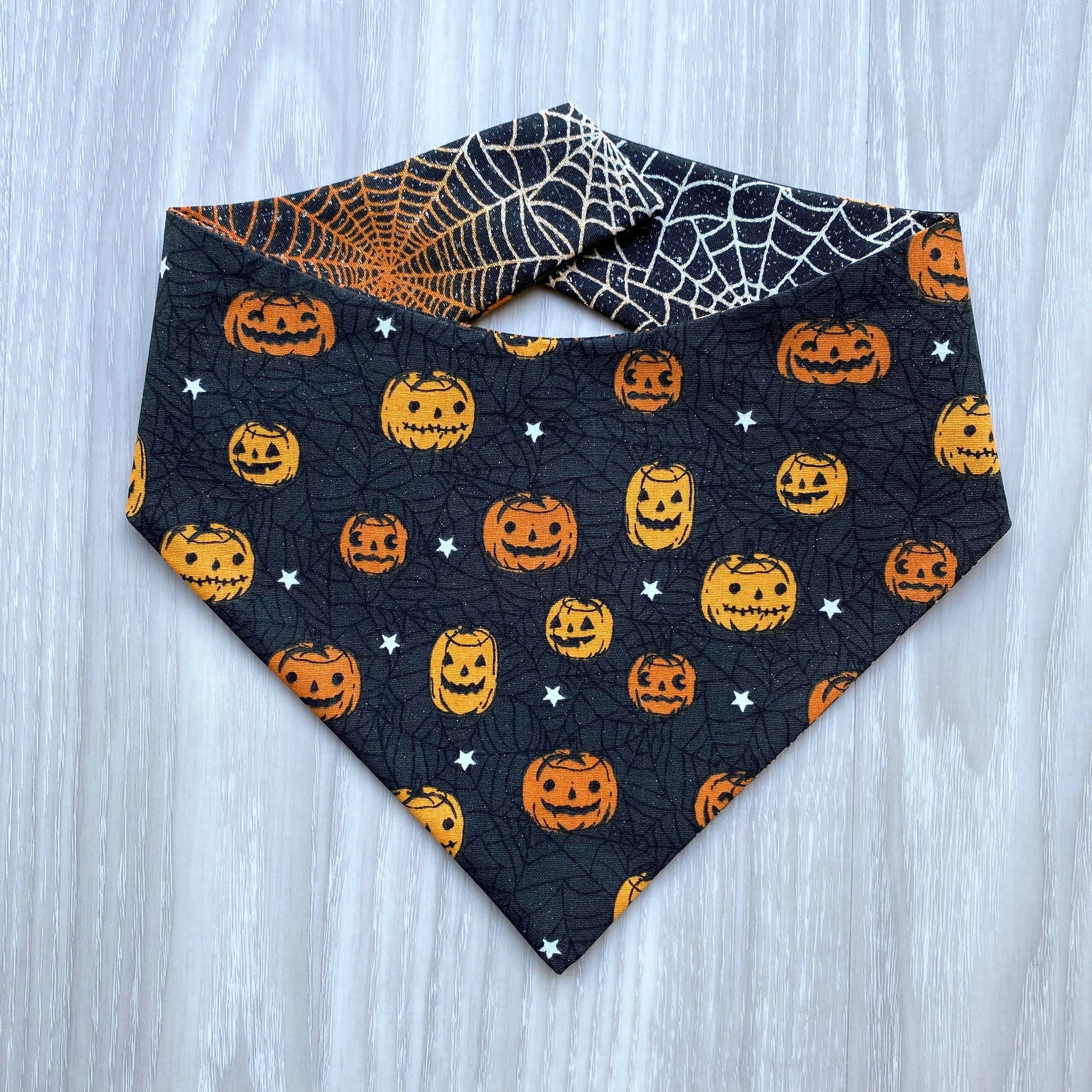Halloween Dog bandana, Pumpkins and Halloween Cobweb