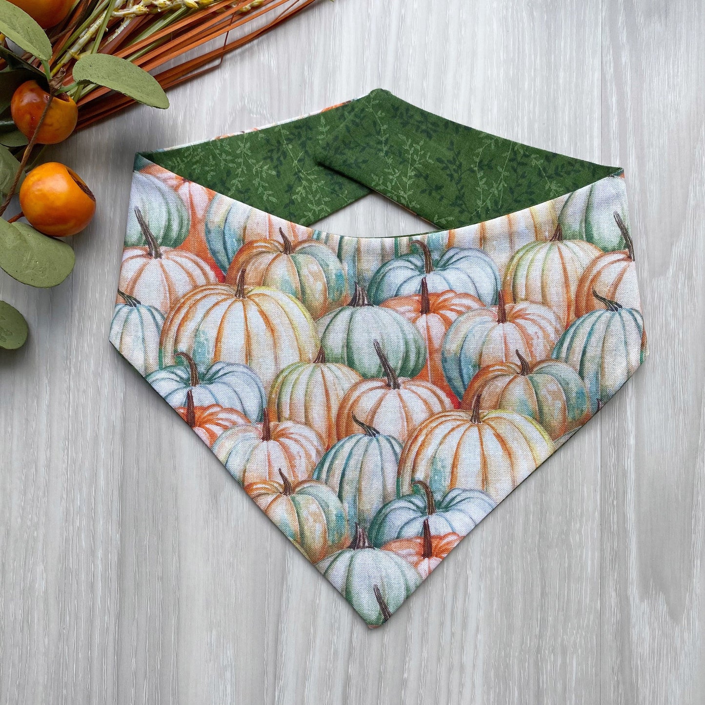 Pumpkin Pile Fall Dog Bandana, Snap On, Matching Bow Set