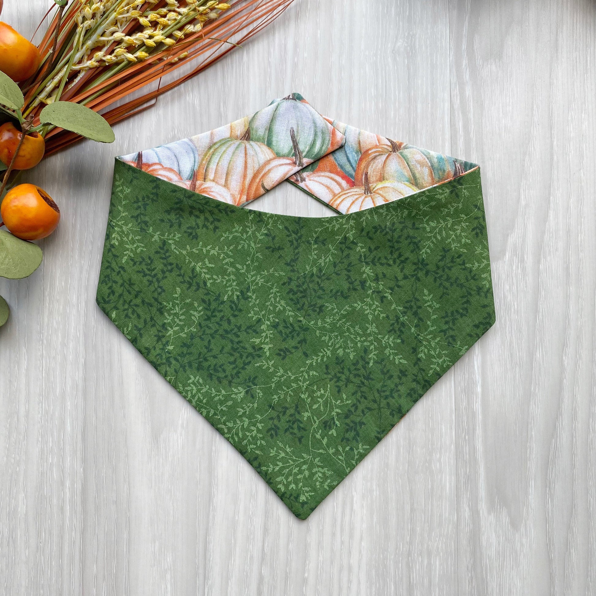 Pumpkin Pile Fall Dog Bandana, Snap On, Matching Bow Set
