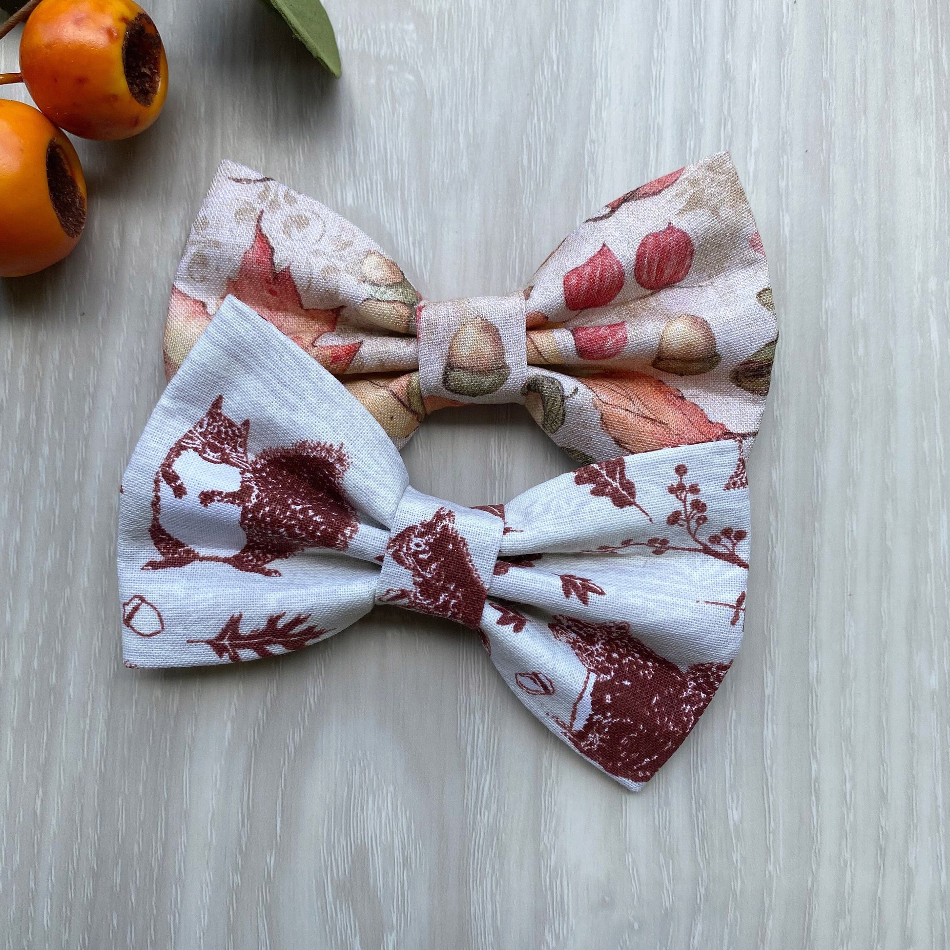 Fall dog bowtie, Nutty Squirrel bowtie, pet accessories, bow ties, dog accessories, dog collar, pet bowtie