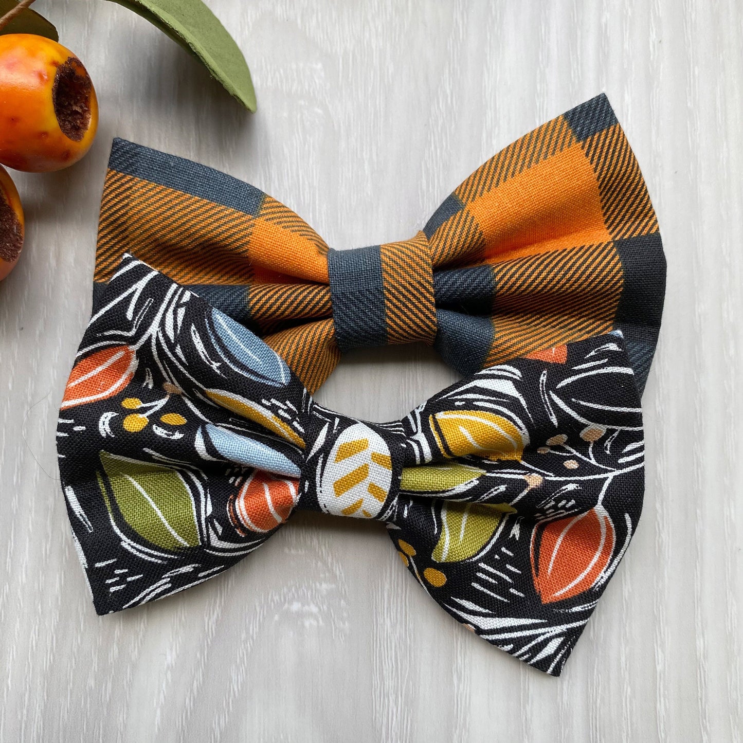 Handmade Fall Dog Bowtie, Abstract Leaves, Pet Collar Accessory