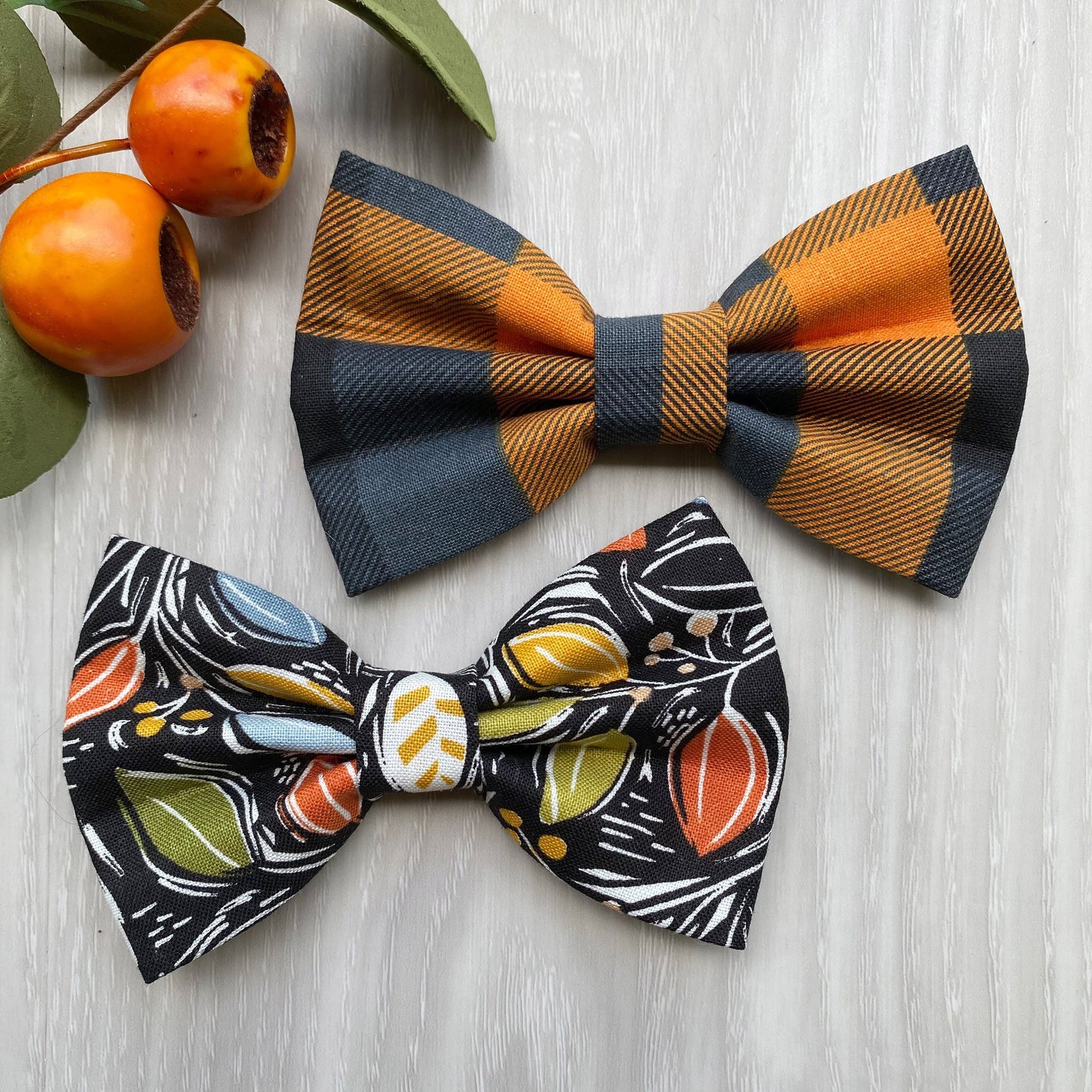 Handmade Fall Dog Bowtie, Abstract Leaves, Pet Collar Accessory