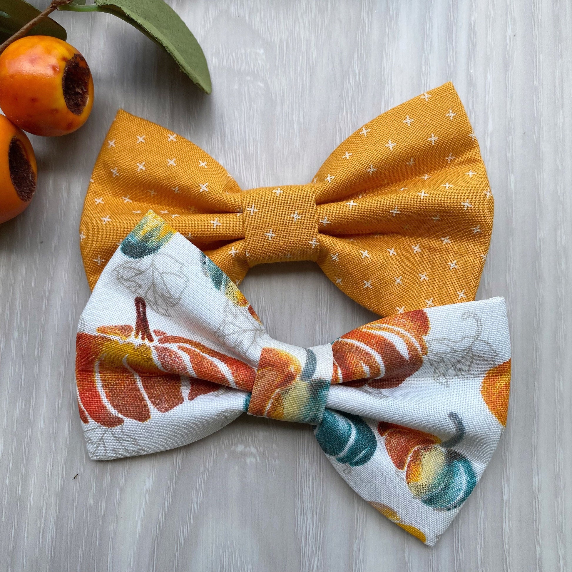 Fall Dog Bowtie, Pumpkin Print Pet Collar Accessory
