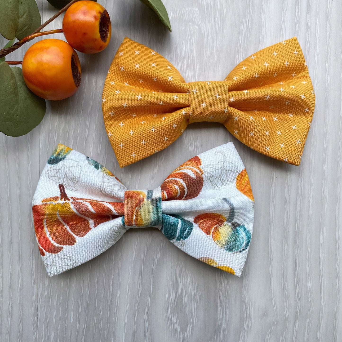 Fall Dog Bowtie, Pumpkin Print Pet Collar Accessory