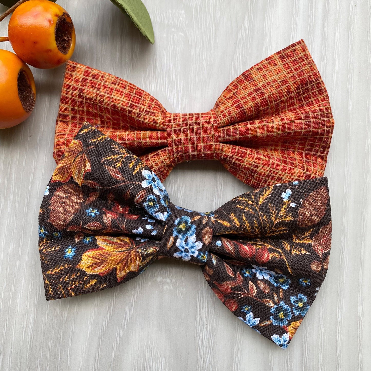 Fall Floral Dog Bowtie, Autumn Pet Collar Accessory