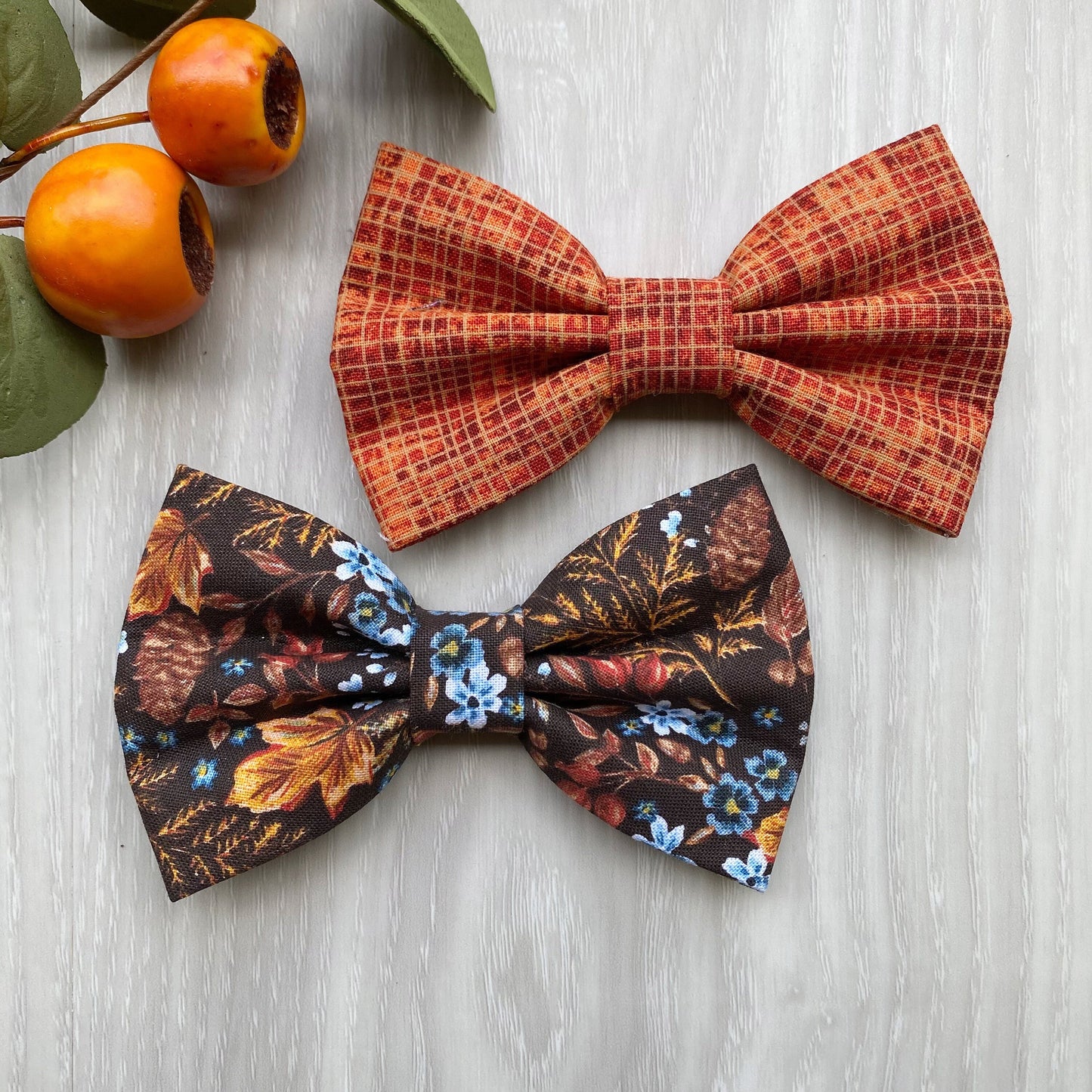 Fall Floral Dog Bowtie, Autumn Pet Collar Accessory