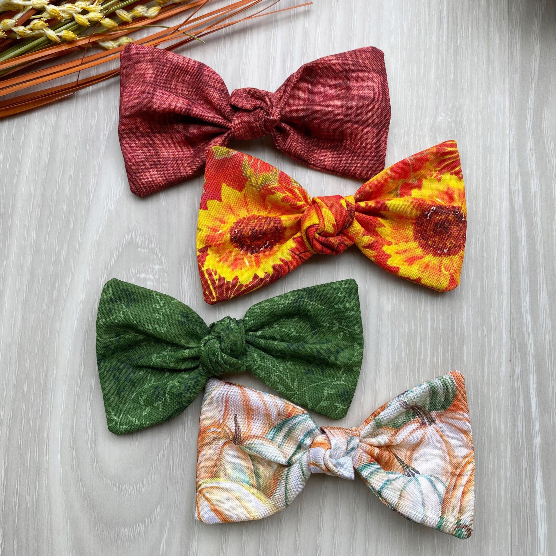 Fall Dog Hair Bow, Sunflowers, Pumpkin Piles, Pet Accessories