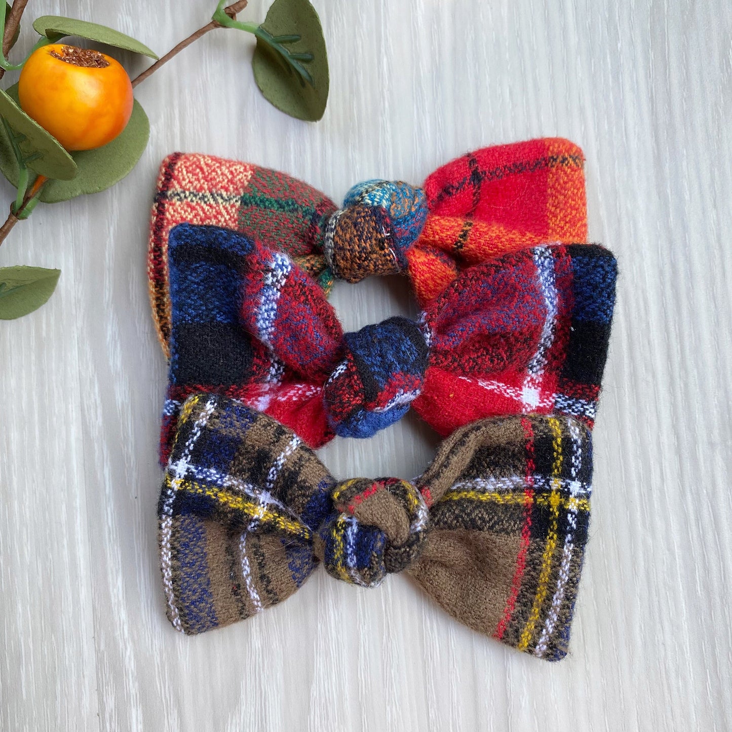 Fall Flannel Dog Bow, Plaid Hair Clip, Pet Accessories