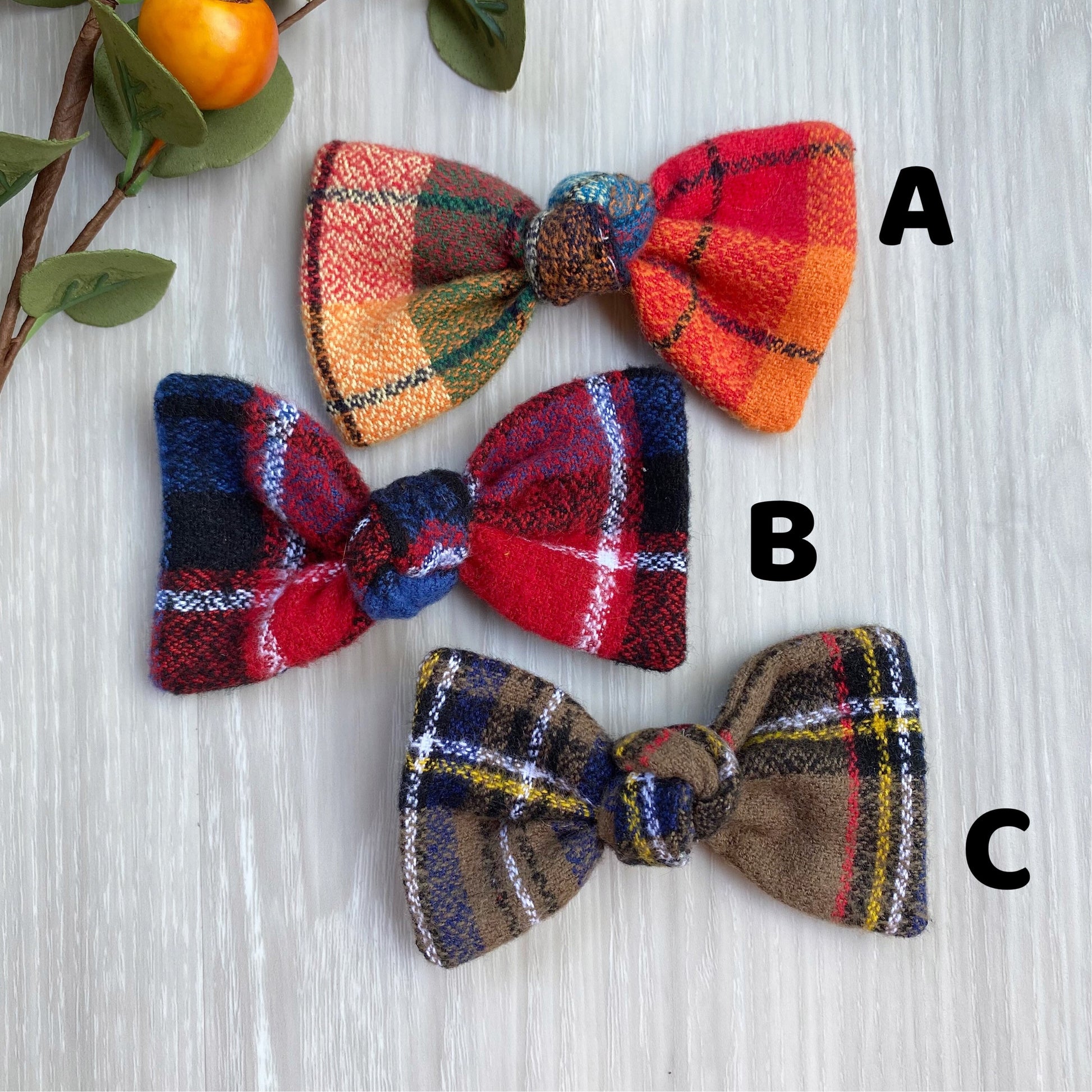 Fall Flannel Dog Bow, Plaid Hair Clip, Pet Accessories
