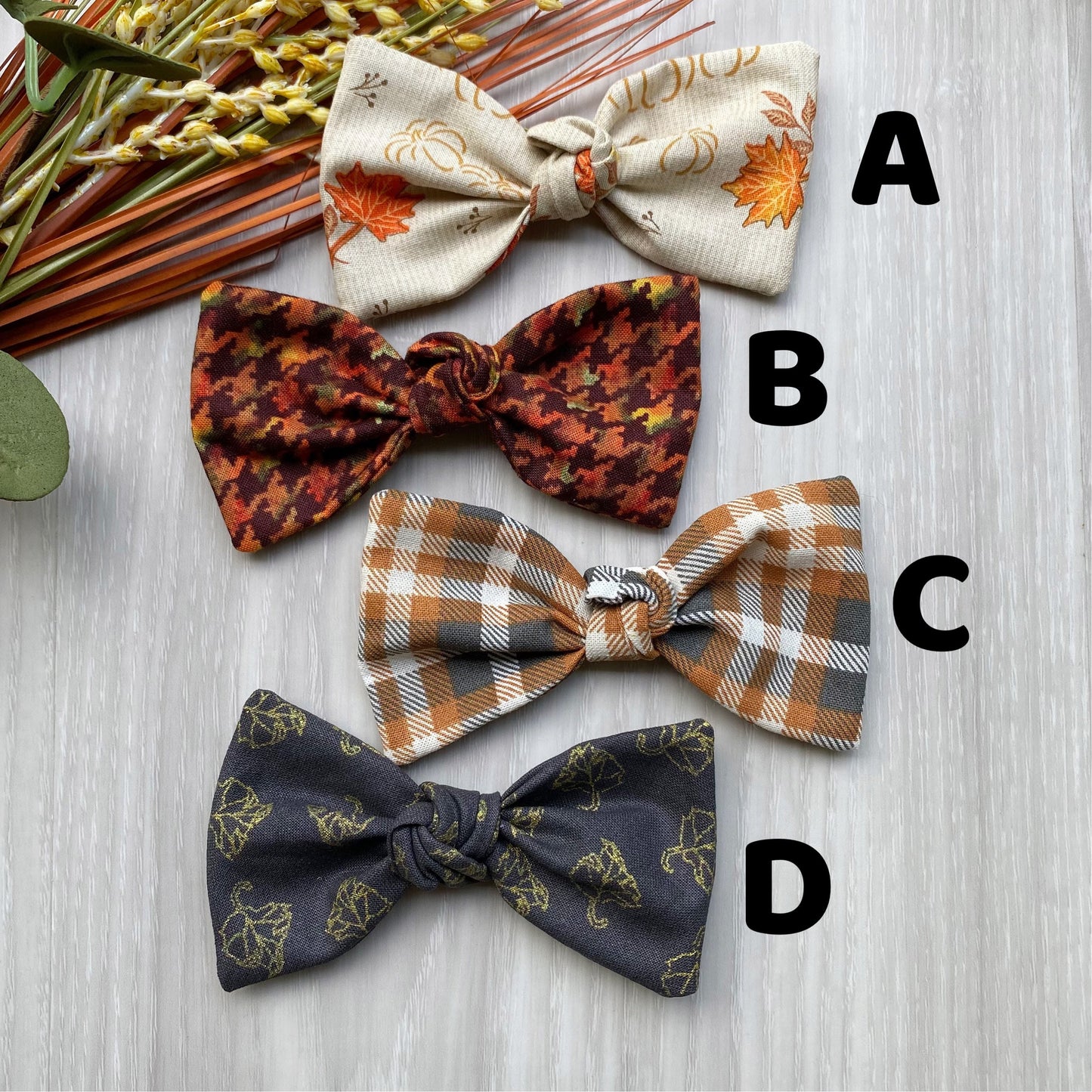 Fall Dog Hair Bow, Plaid & Pumpkin Clip, Pet Accessories