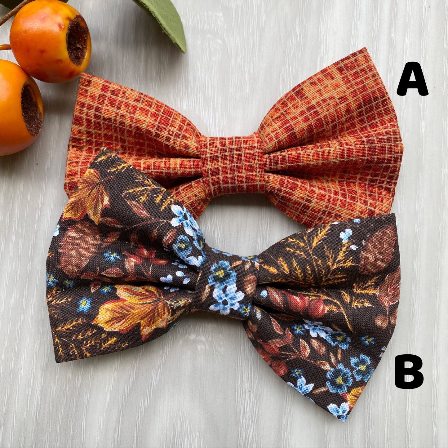 Fall Floral Dog Bowtie, Autumn Pet Collar Accessory