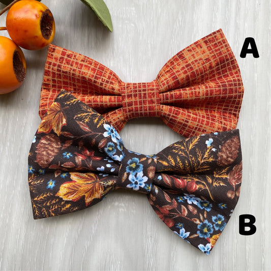 Fall Floral Dog Bowtie, Autumn Pet Collar Accessory
