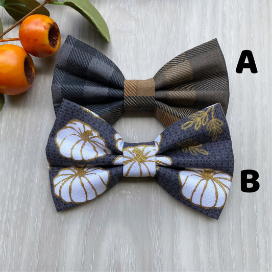 Fall Dog Bowtie, White Pumpkins, Pet Collar Accessory