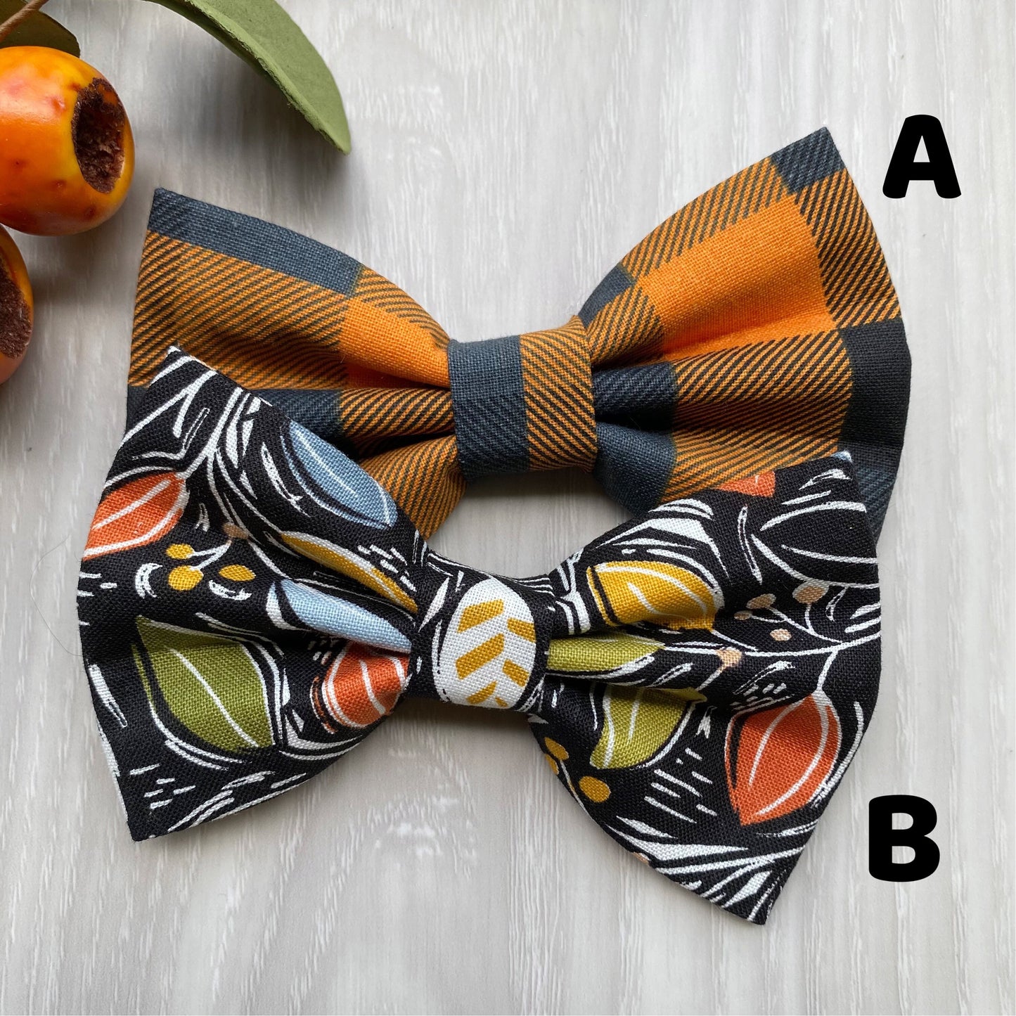 Handmade Fall Dog Bowtie, Abstract Leaves, Pet Collar Accessory